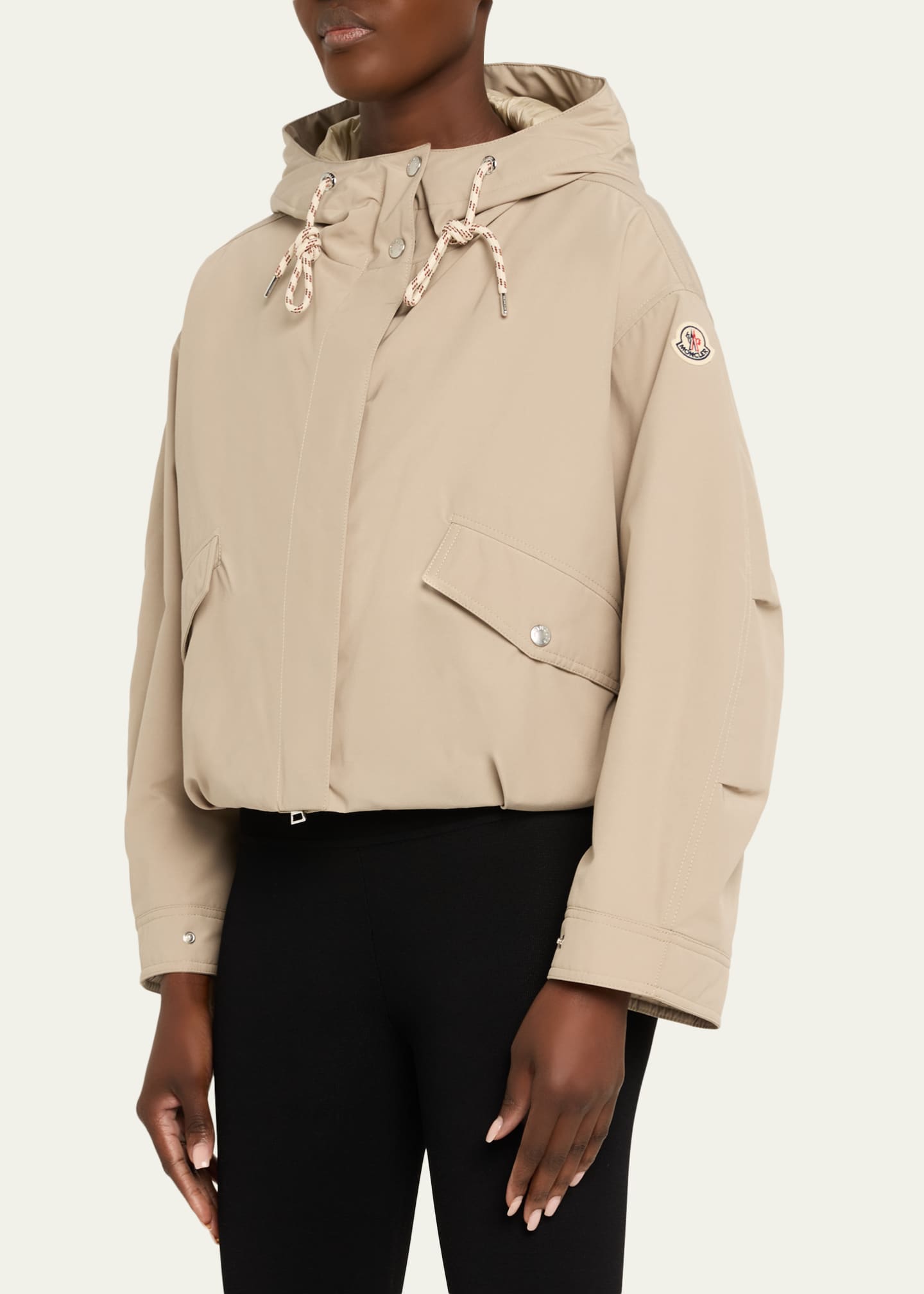MONCLER ベージュ ジッパーポンチョ Moncler Eucalyptus Hooded Short Down Jacket - Bergdorf Goodman