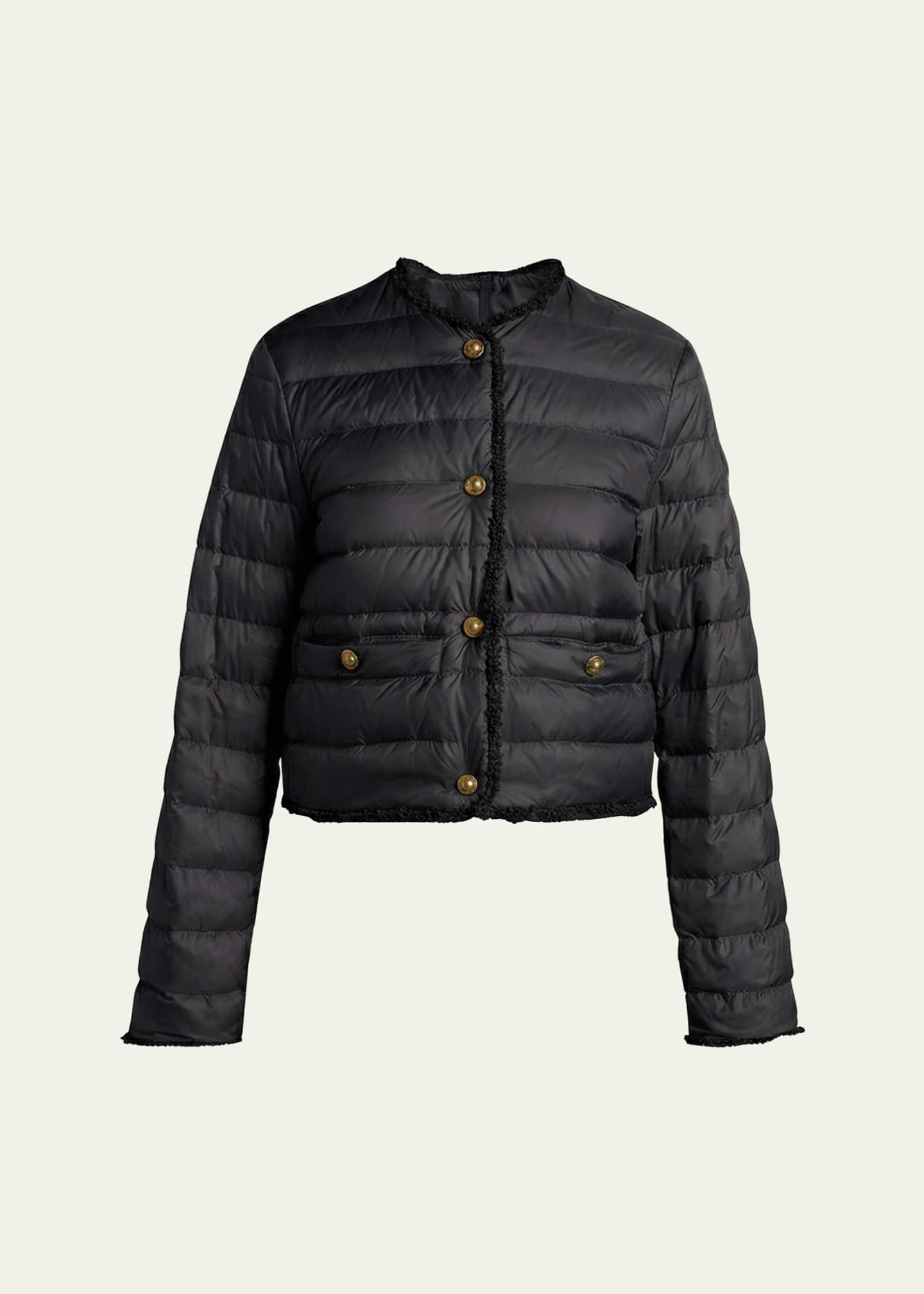 MONCLER フローラルプリントジャケット Moncler Fleurs Bouclé-Trim Short Down Jacket - Bergdorf Goodman