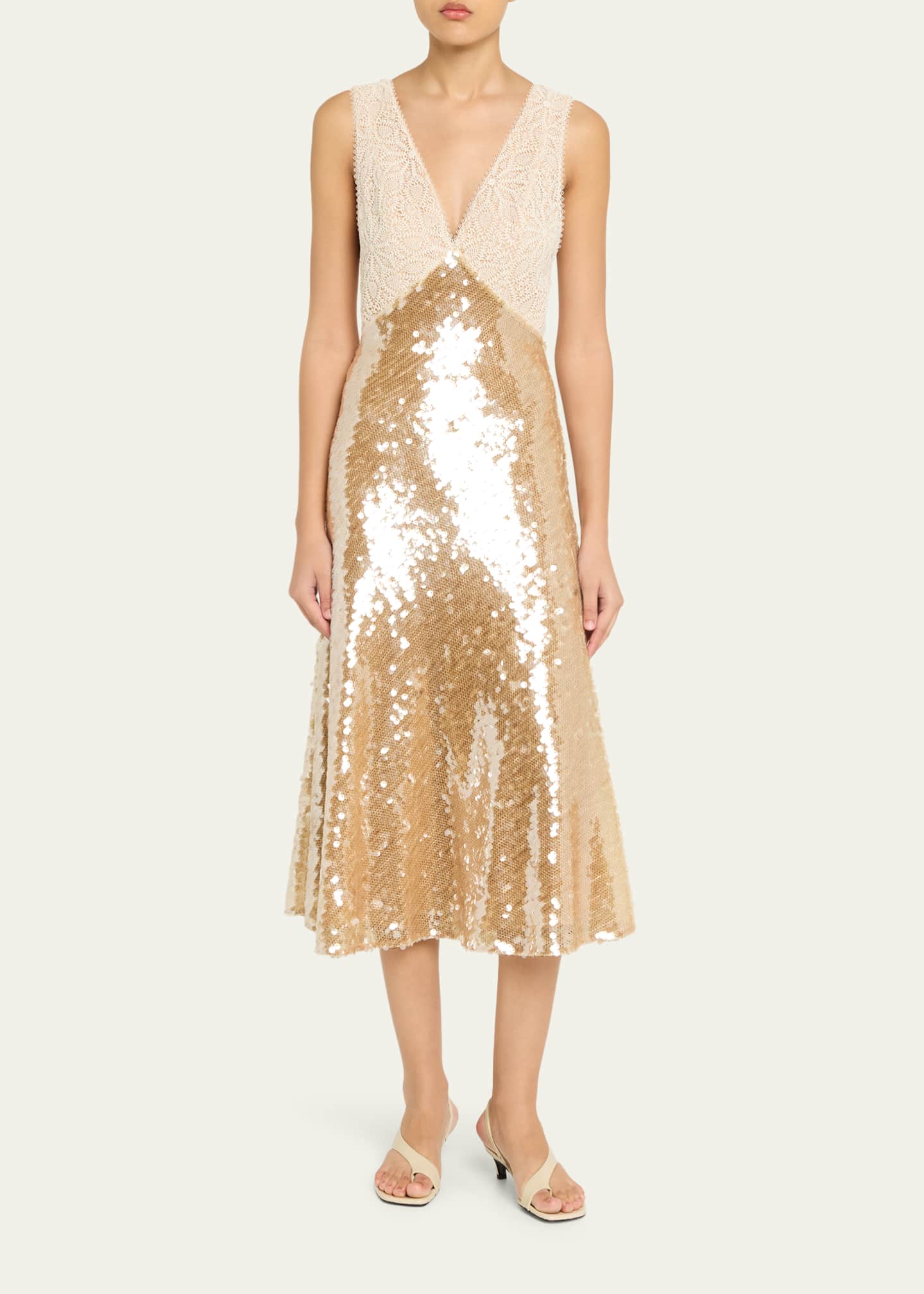 Ronny Kobo Kassie Low-Back Lace & Sequin Midi Dress, Dew, Women's, Xs, Cocktail & Party Wedding Guest Dresses Sequined Dresses