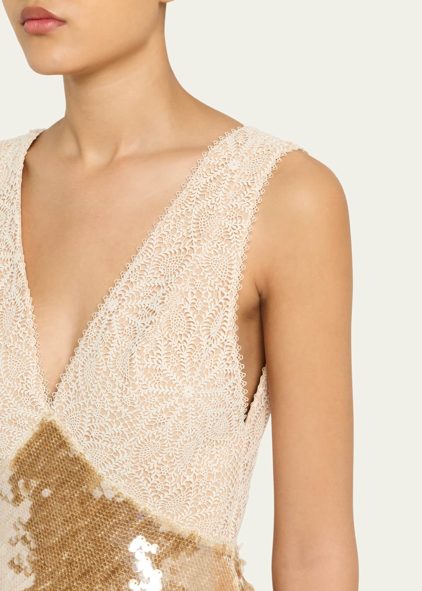 Ronny Kobo Kassie Low-Back Lace & Sequin Midi Dress, Dew, Women's, Xs, Cocktail & Party Wedding Guest Dresses Sequined Dresses