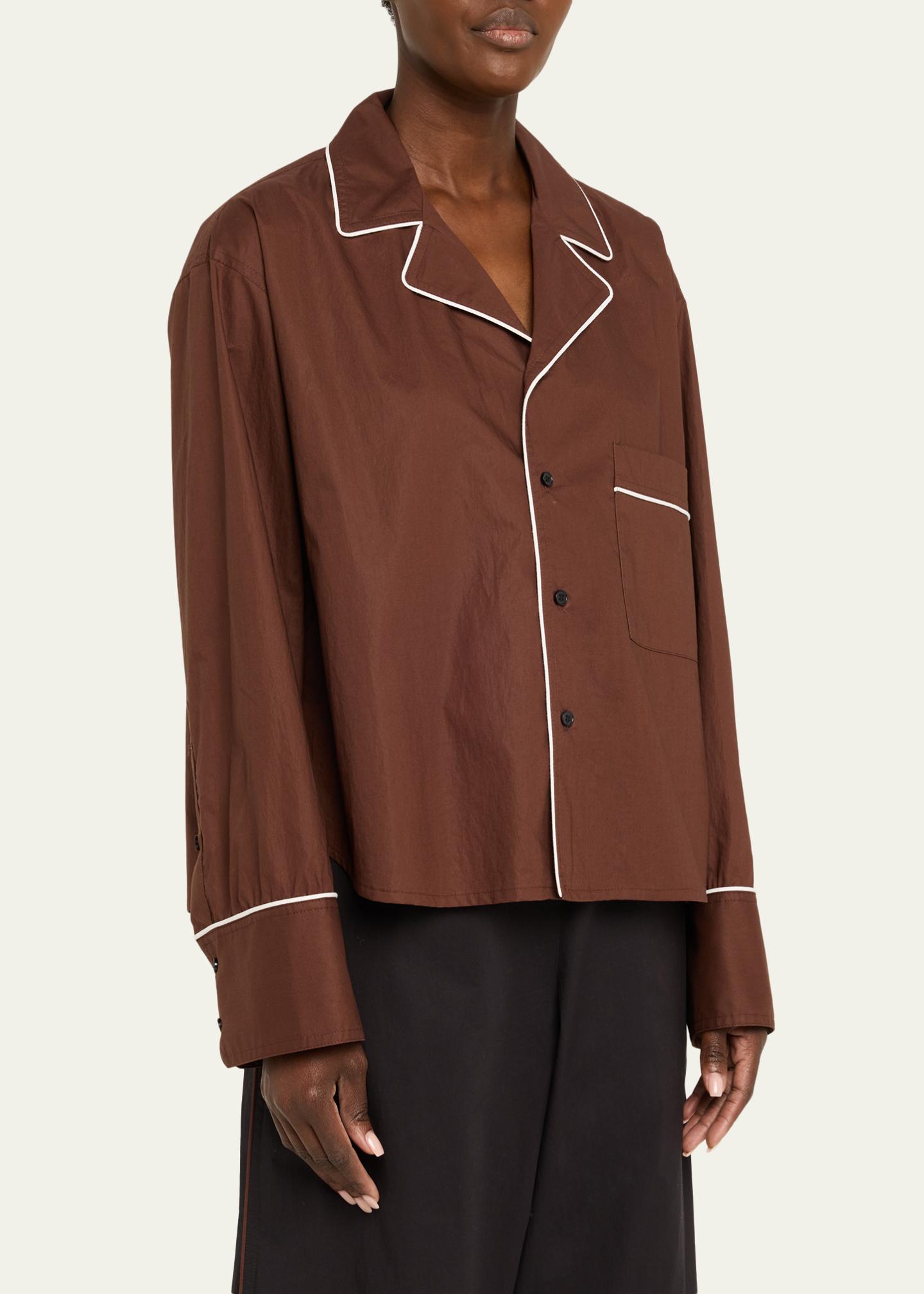 Plan C Cotton Long-Sleeve Pajama Shirt - Bergdorf Goodman