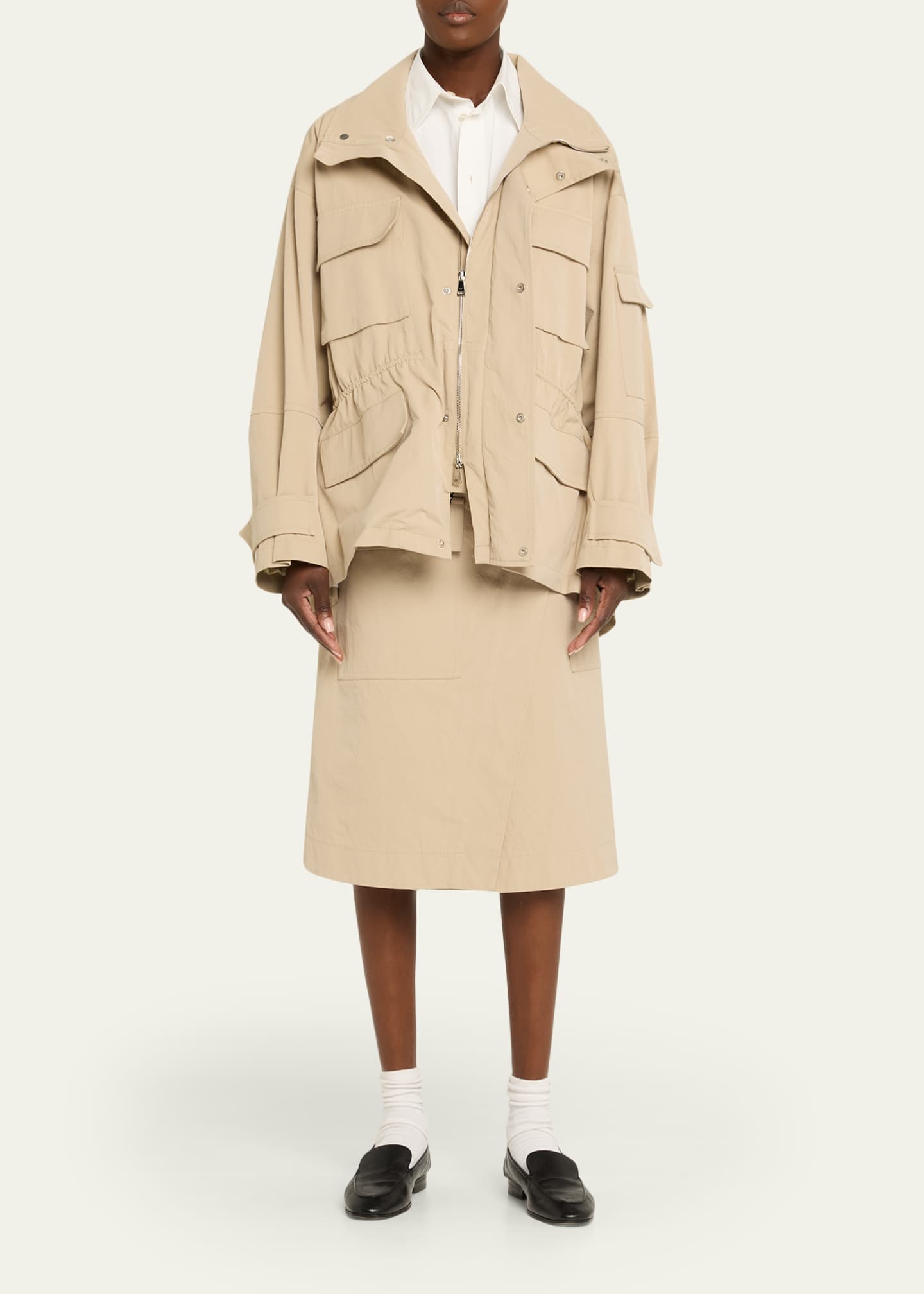 Plan C Oversized Nylon Utility Jacket - Bergdorf Goodman