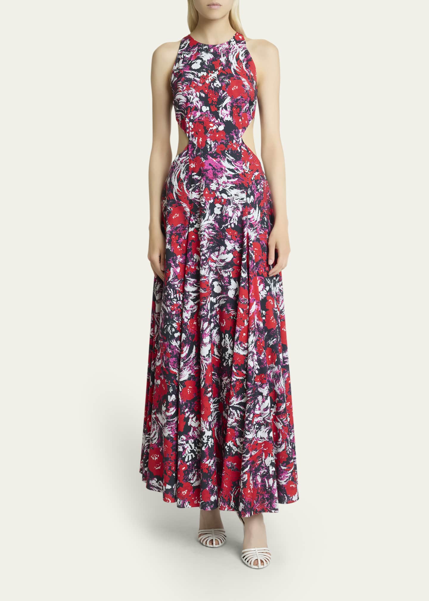 givenchy cut out dress Givenchy Floral-Print Cutout Sleeveless Maxi Dress