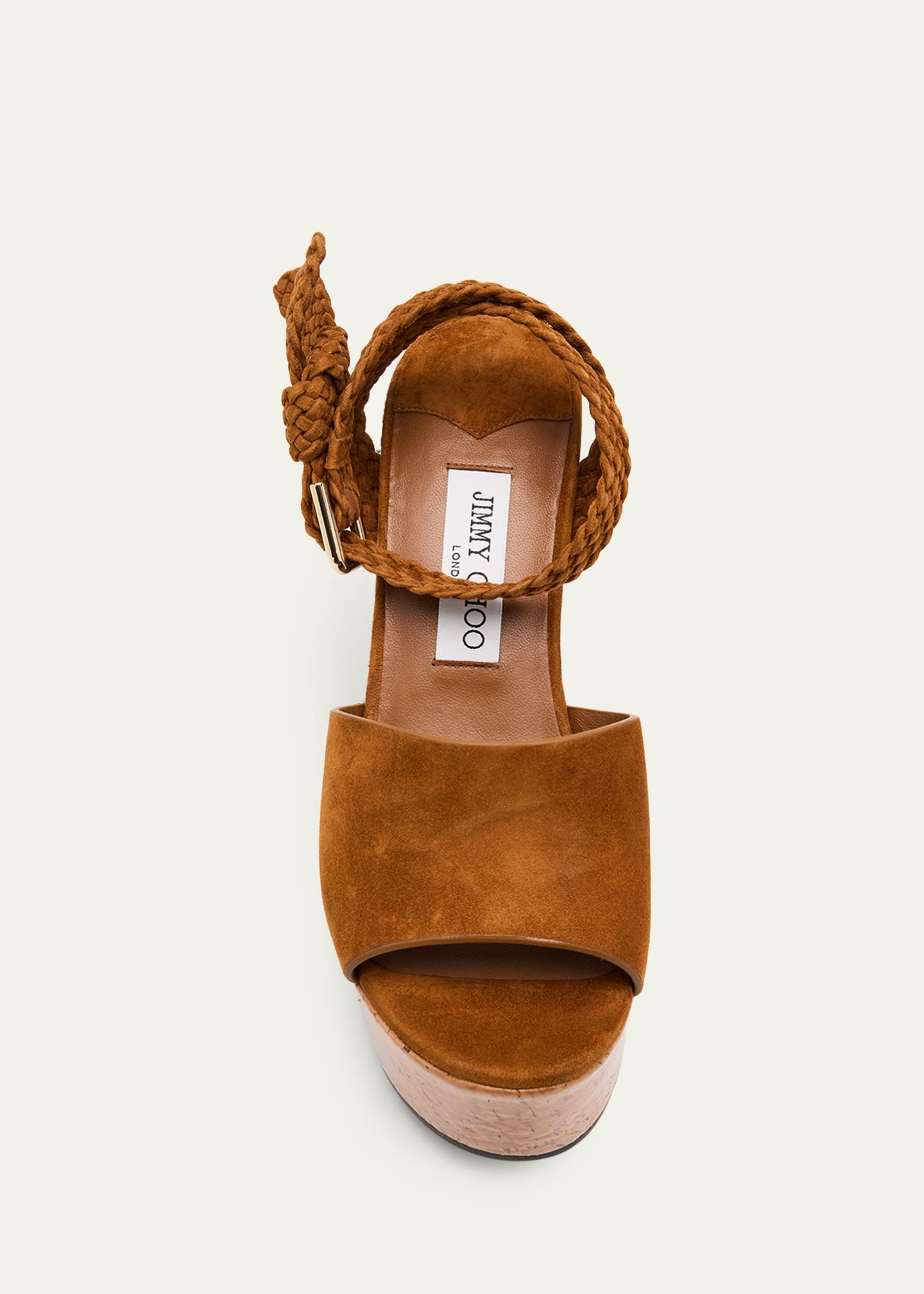 Jimmy Choo 100mm Jori Suede Platform Wedge Sandals - Bergdorf Goodman