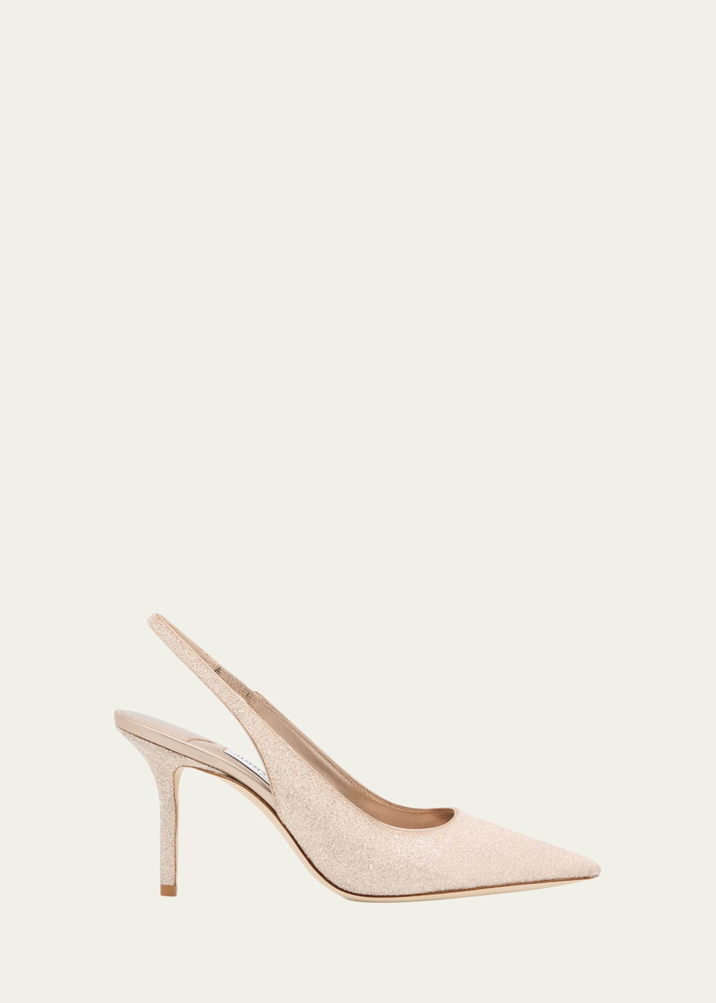 Jimmy Choo 85mm Love Glittered Leather Slingback Pumps - Bergdorf