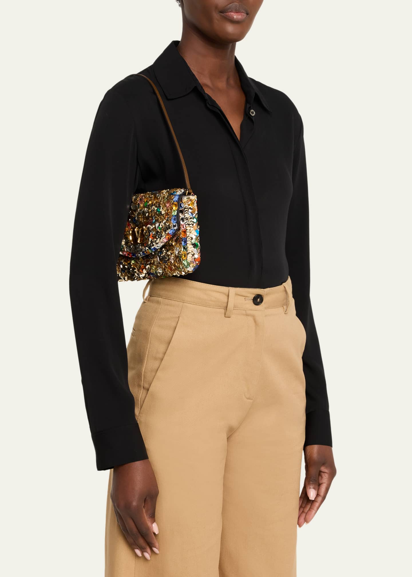 Valentino Garavani DeVain Embellished Small Shoulder Bag