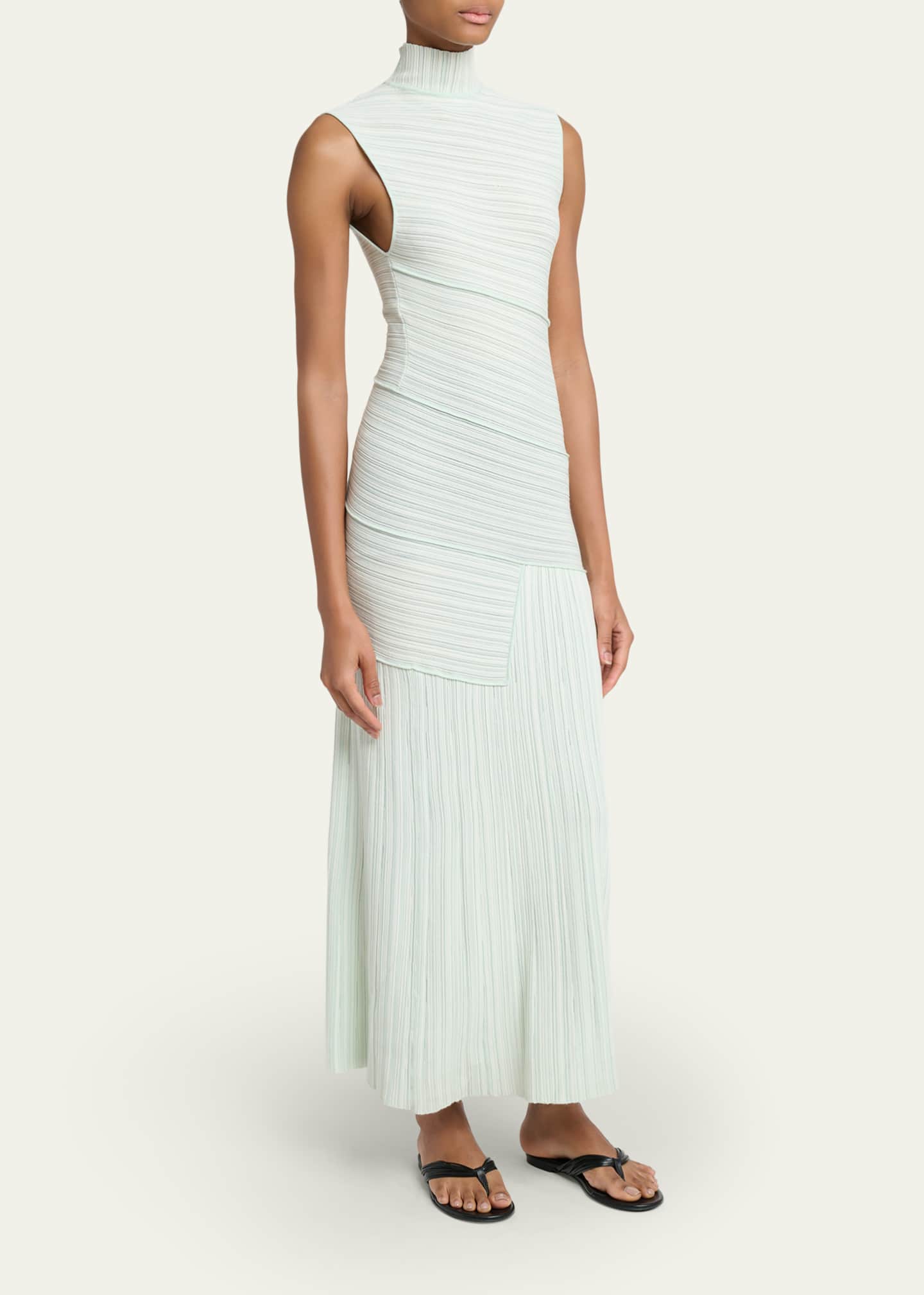 Proenza Schouler Federica Micropleated Knit Dress, Black, Women's, Medium, Casual & Work Dresses Knit Dresses
