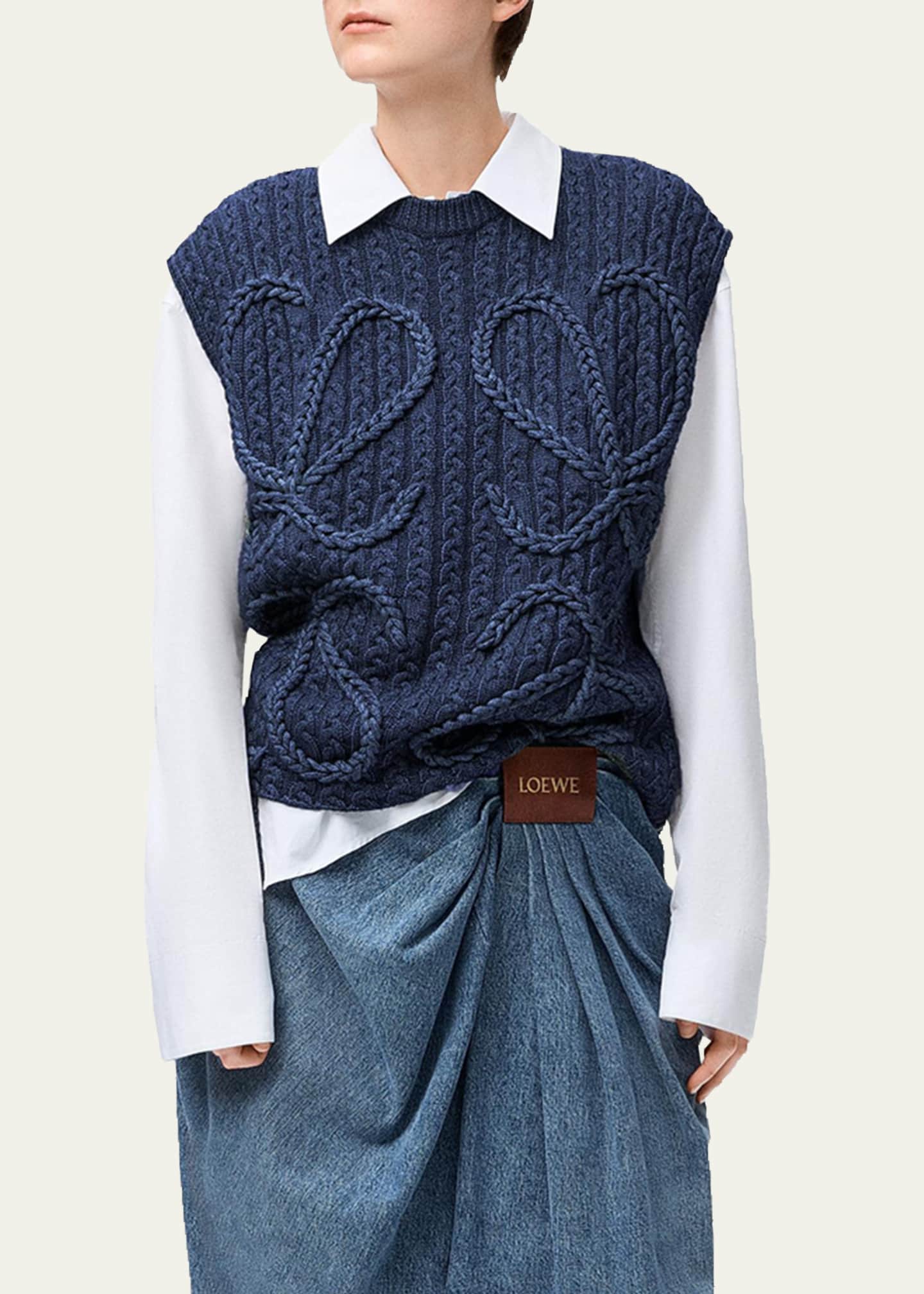 Loewe Anagram Cable Knit Vest - Bergdorf Goodman