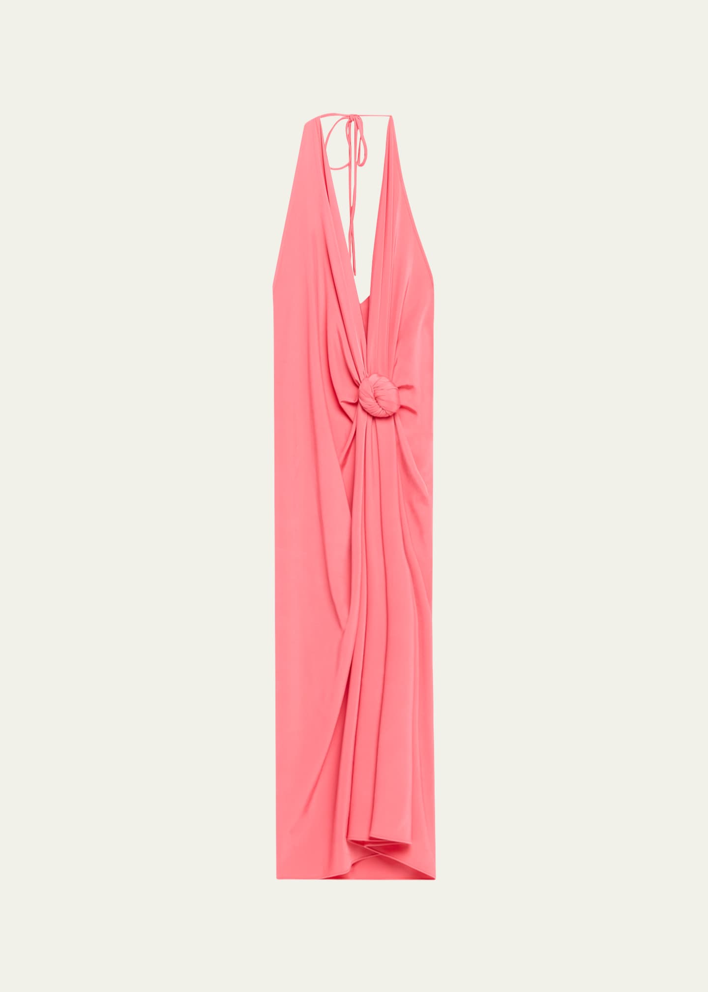 Silvia Tcherassi Guadalupe Knotted Backless Halter Midi Dress, Pink, Women's, M, Cocktail & Party Wedding Guest Dresses Halter Neck Dresses