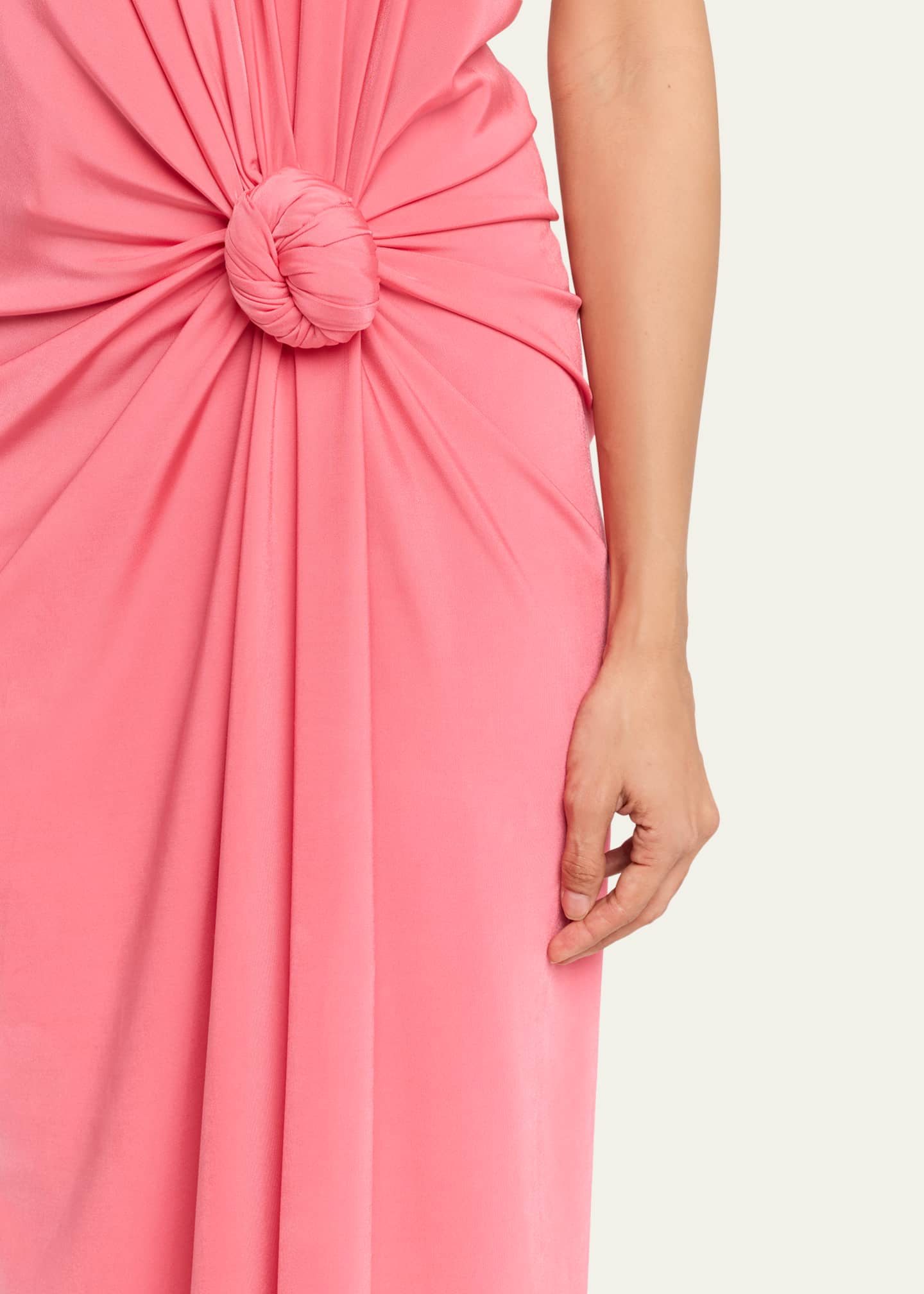 Silvia Tcherassi Guadalupe Knotted Backless Halter Midi Dress, Pink, Women's, M, Cocktail & Party Wedding Guest Dresses Halter Neck Dresses