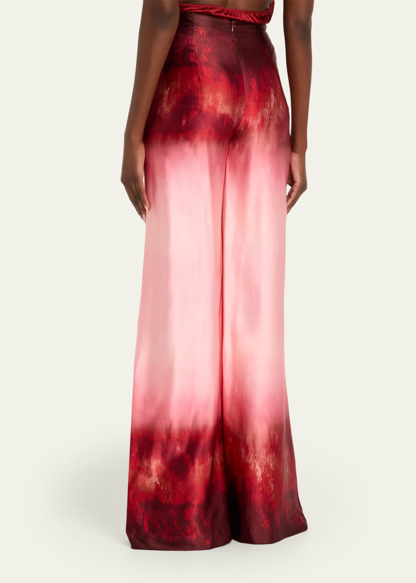 strapless open back dress Light Pink Satin Pants – Women's Premium Satin Pants main image 1