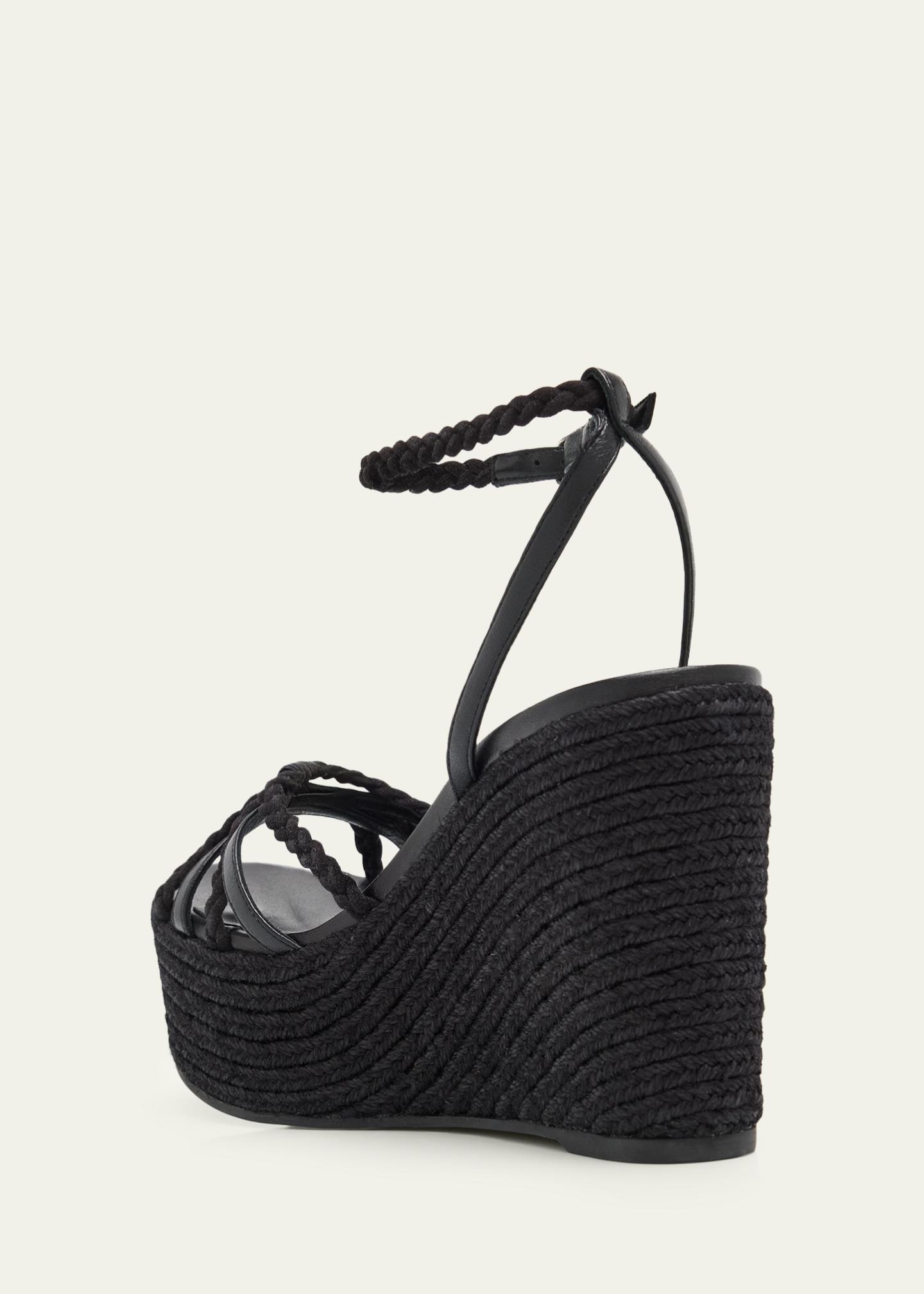 美品⭐︎JIMMY CHOO Espadrille Wedge Sandals Jimmy Choo 100mm Dree Leather Espadrille Wedge Sandals - Bergdorf