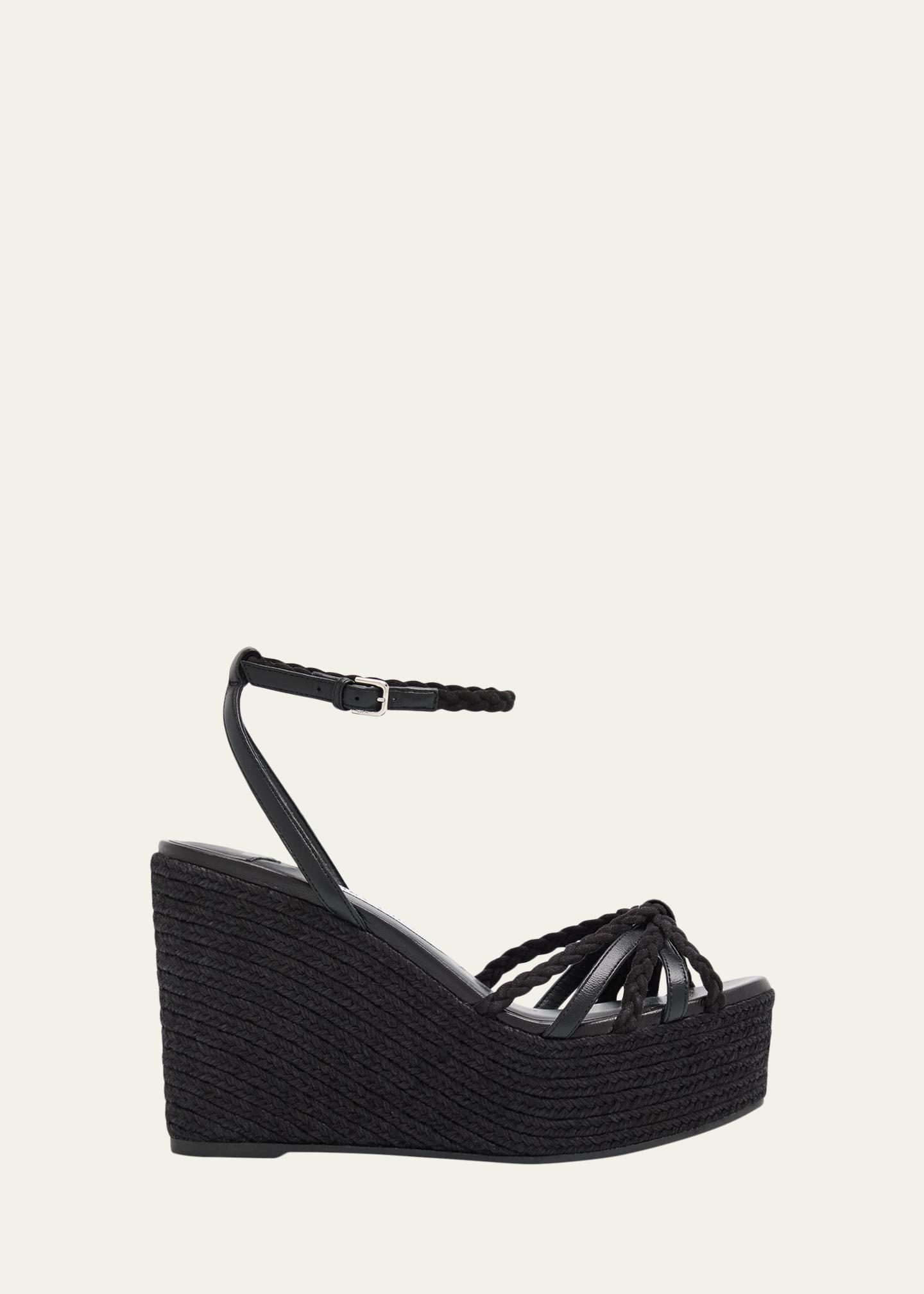 Jimmy Choo 100mm Dree Leather Espadrille Wedge Sandals - Bergdorf