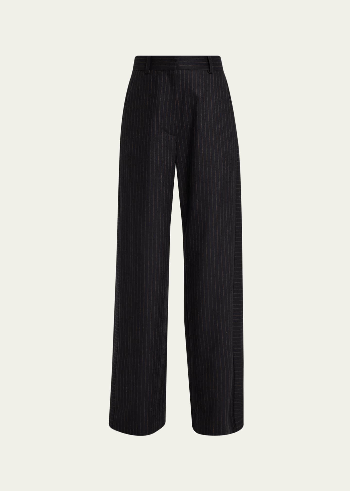 anOnlyChild Via Pinstriped Wide-Leg Side-Stripe Pants - Bergdorf