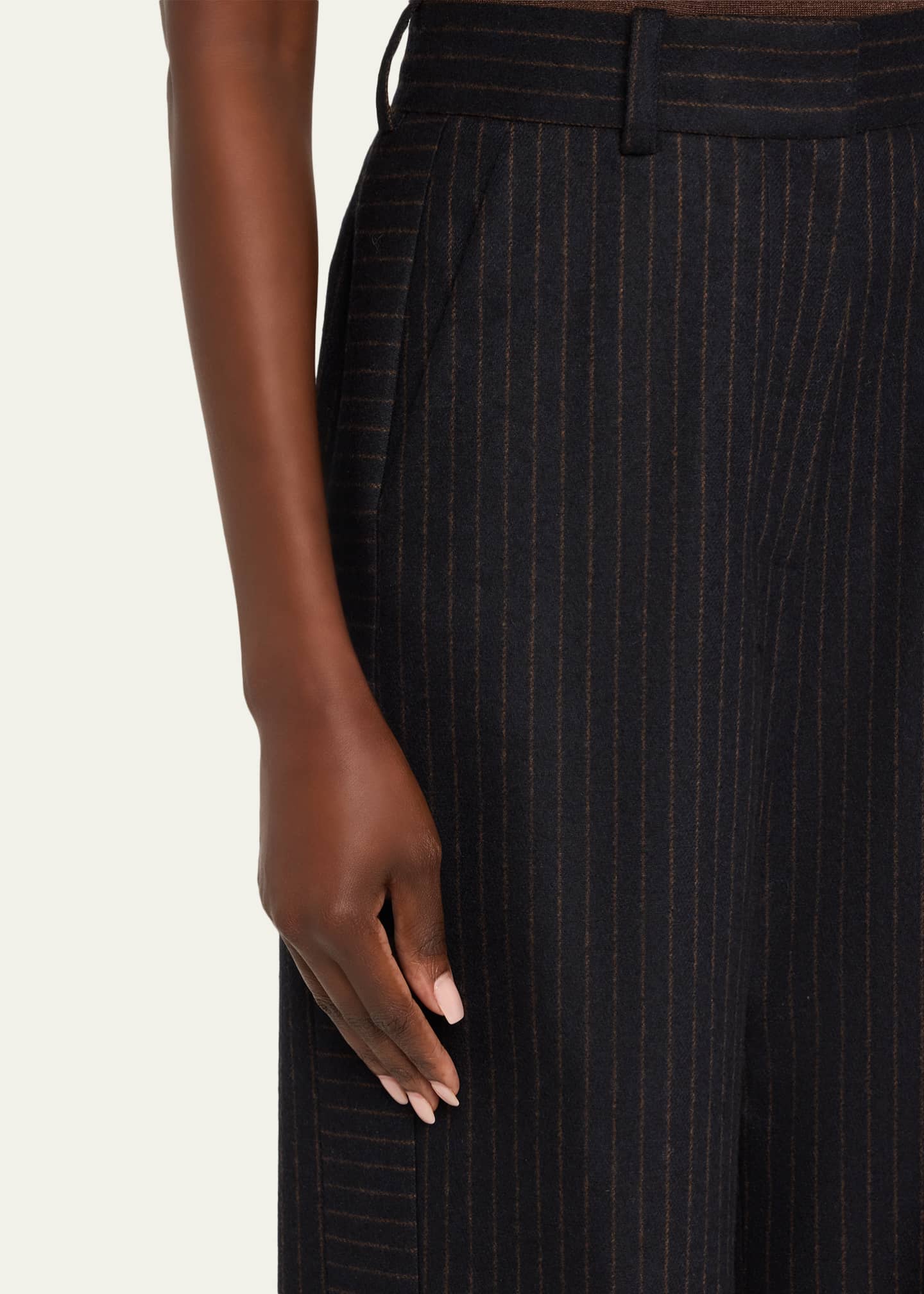 anOnlyChild Via Pinstriped Wide-Leg Side-Stripe Pants - Bergdorf