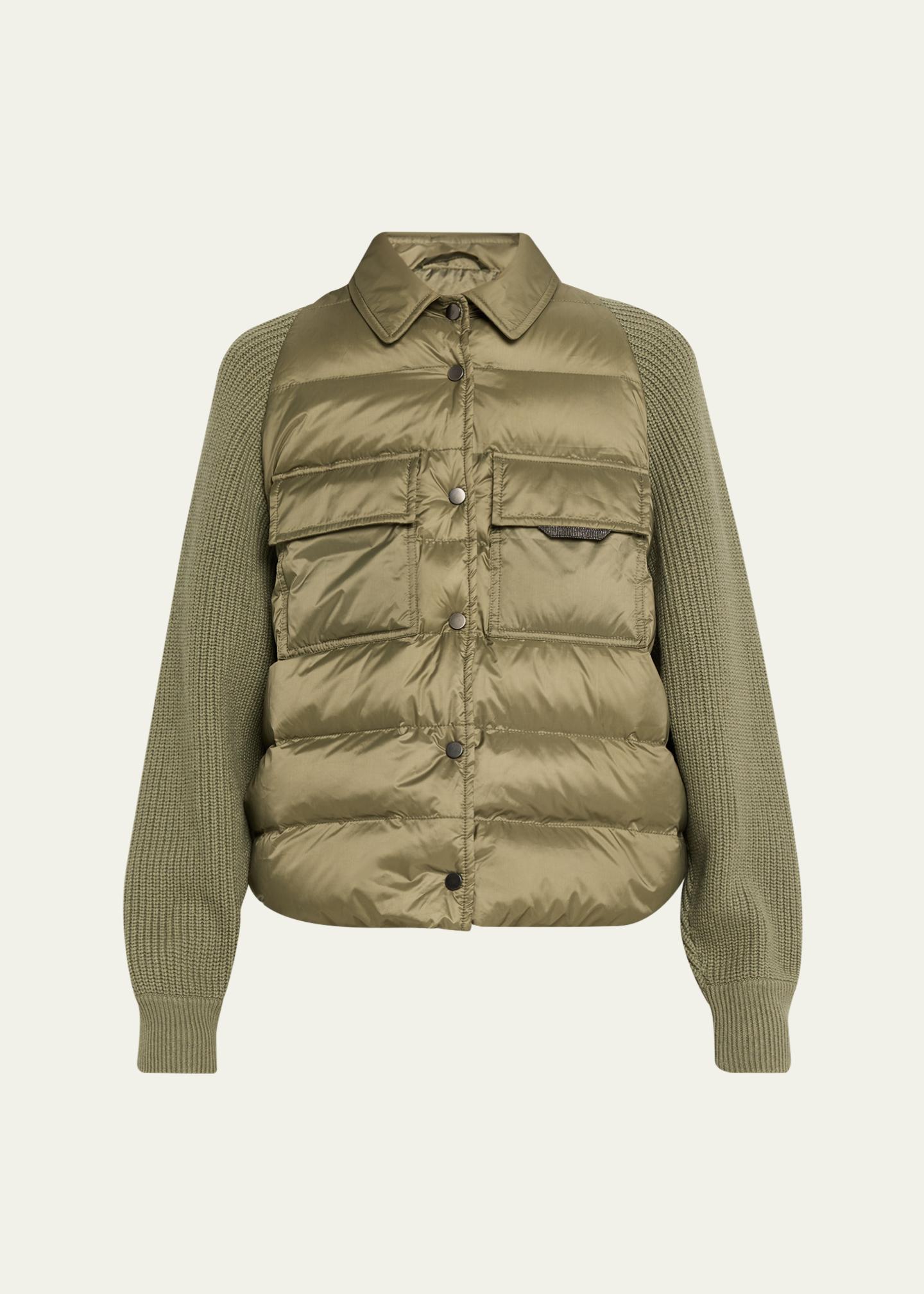 Brunello Cucinelli Superlight Down Padded Jacket With Knit Sleeves