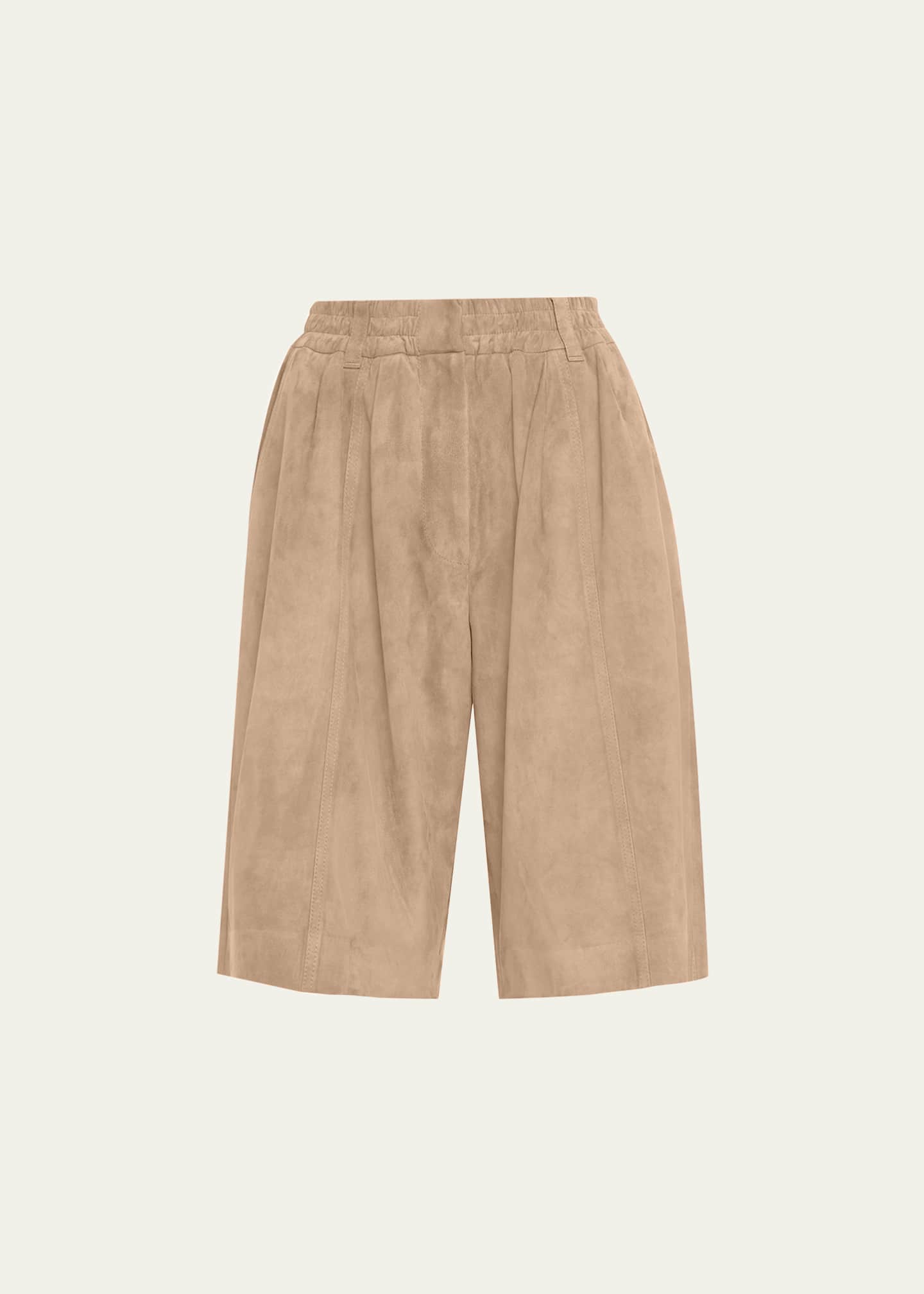 Brunello Cucinelli Couture Suede Pull-On Bermuda Shorts - Bergdorf