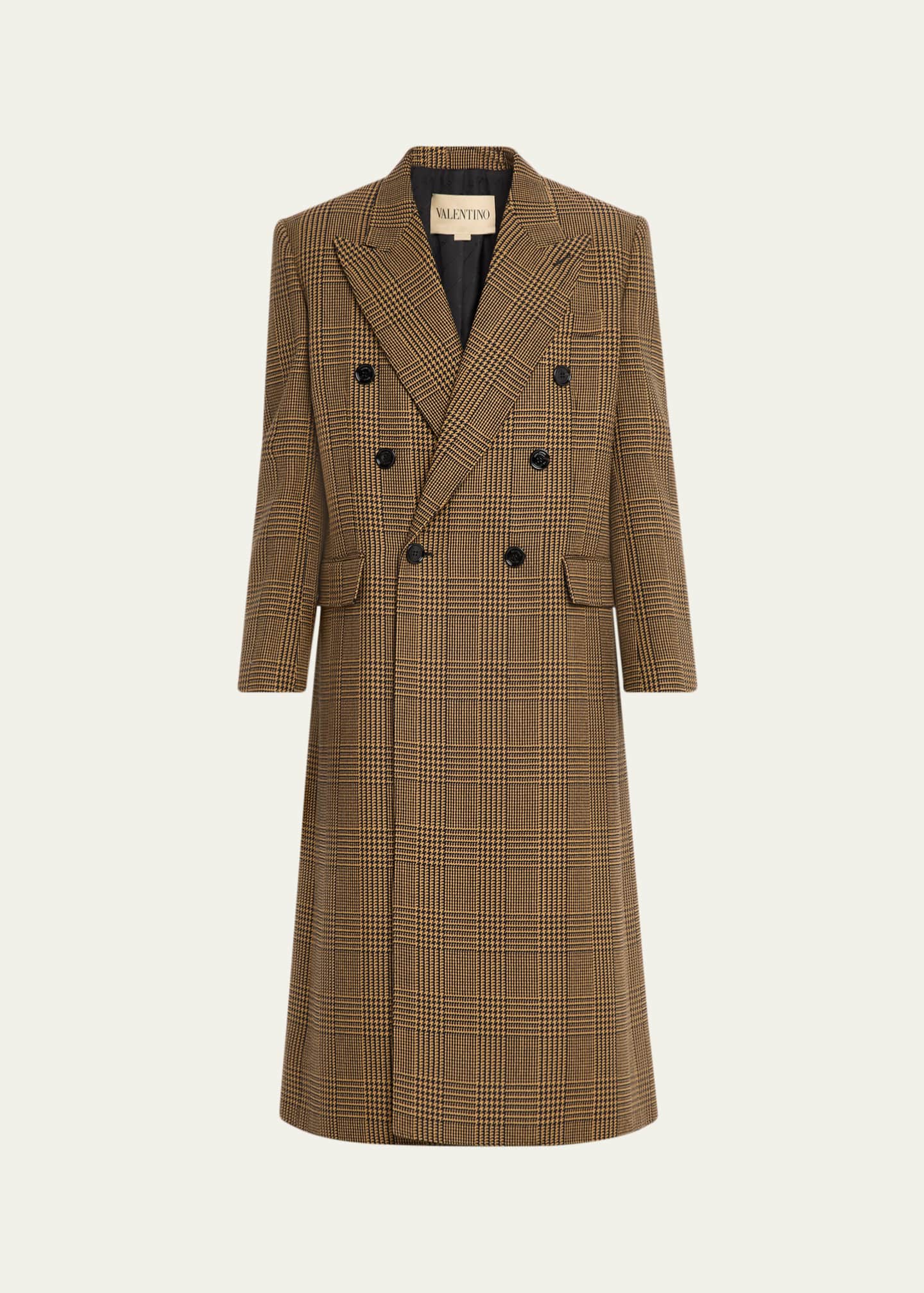 Valentino Garavani Men's Double-Breasted Glen Plaid Wool Coat