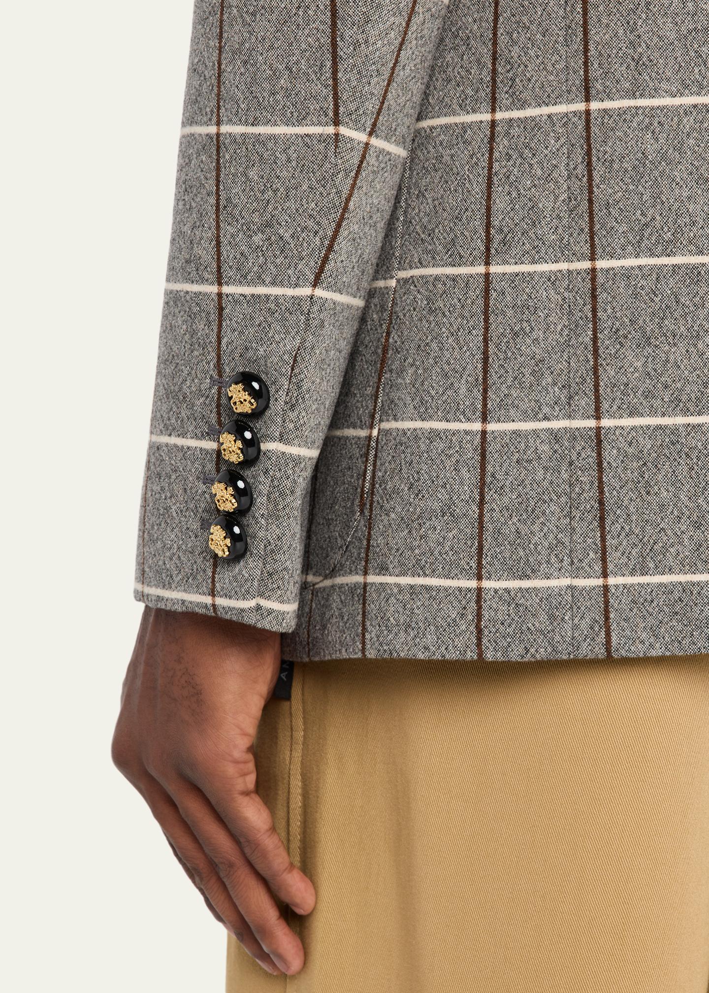 Valentino Garavani Men's Check-Print Melange Wool Jacket