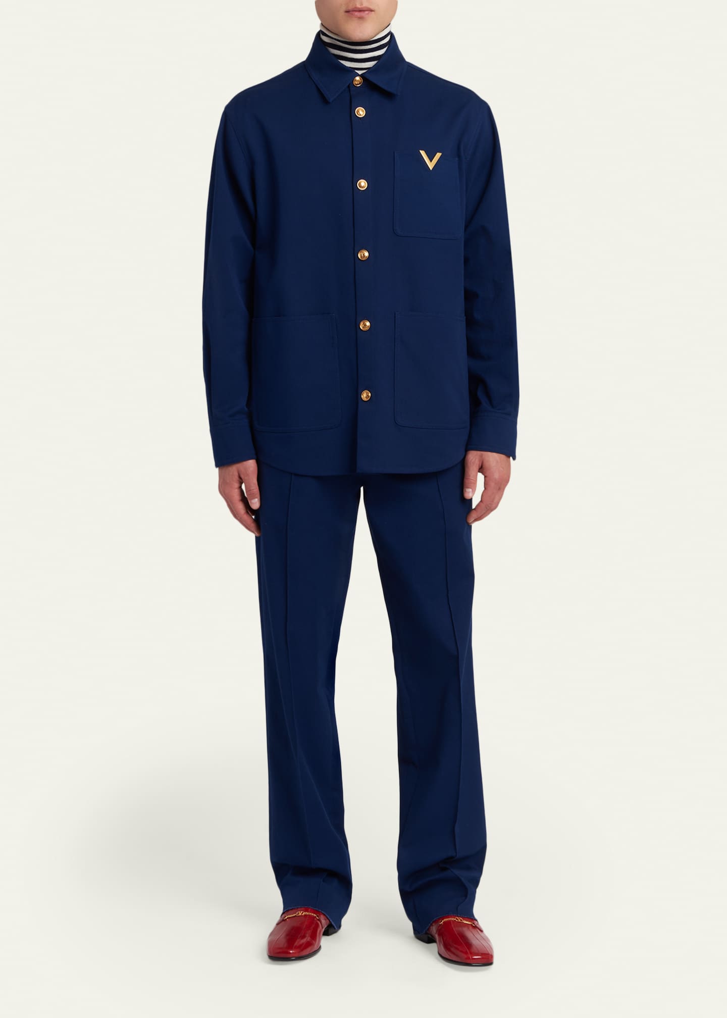 Valentino Garavani Men's Straight-Fit Cotton Gabardine Pants
