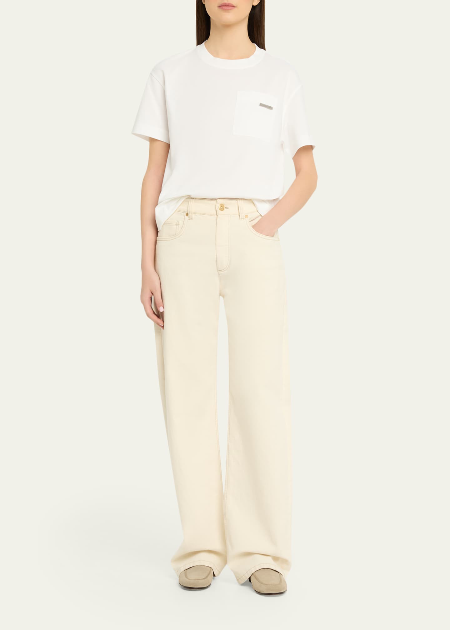 Brunello Cucinelli Cotton Jersey Short-Sleeve T-Shirt With Monili