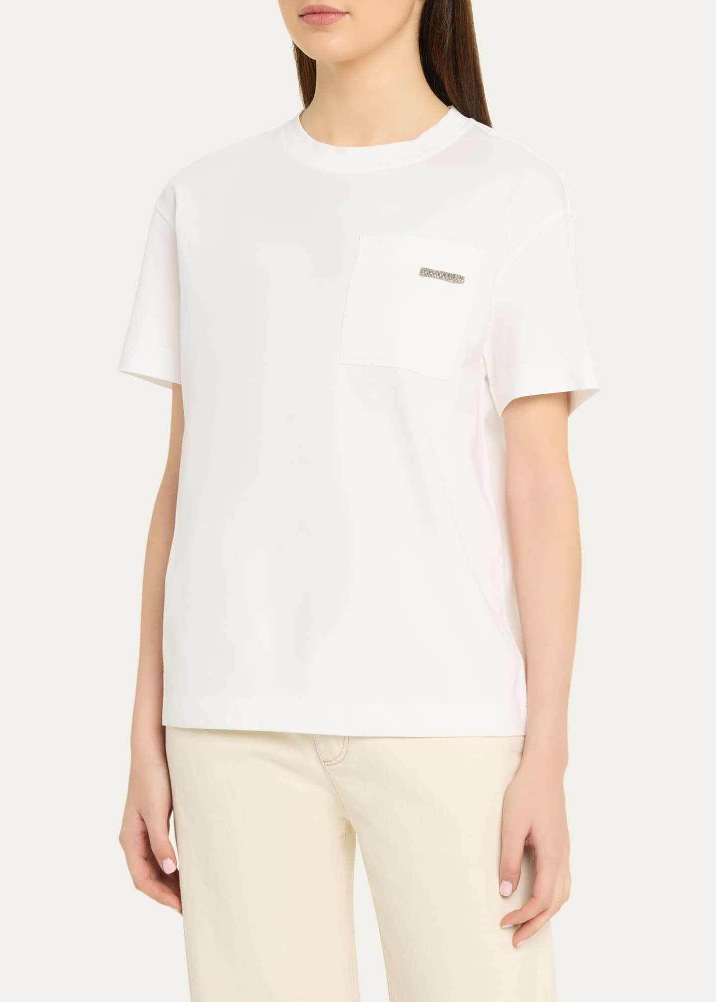 Brunello Cucinelli Cotton Jersey Short-Sleeve T-Shirt With Monili