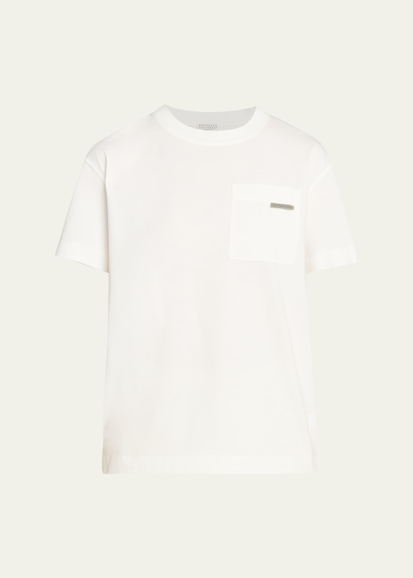 Brunello Cucinelli Cotton Jersey Short-Sleeve T-Shirt With Monili
