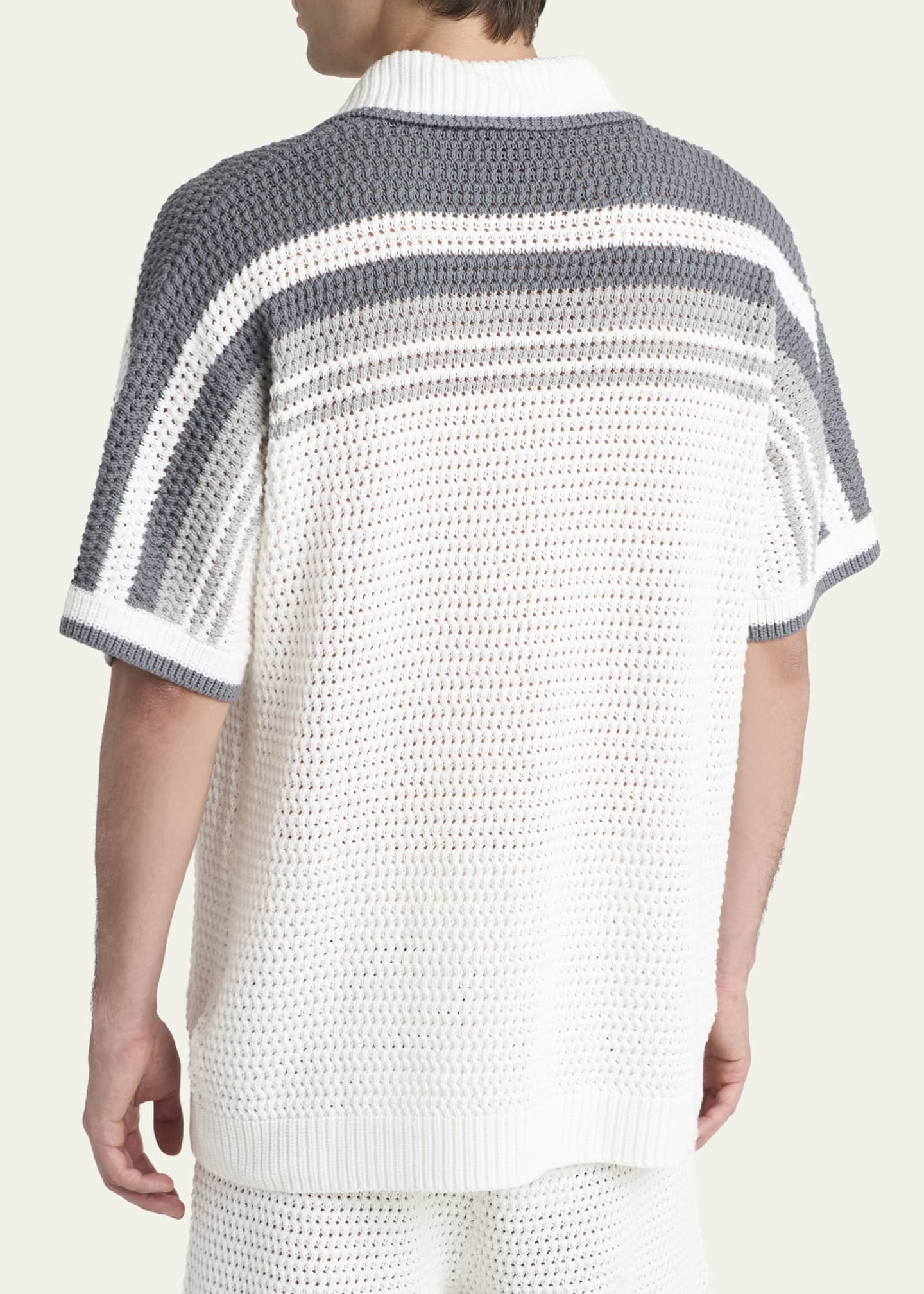 CASABLANCA Men's Cotton Crochet Short-Sleeve Tennis Shirt