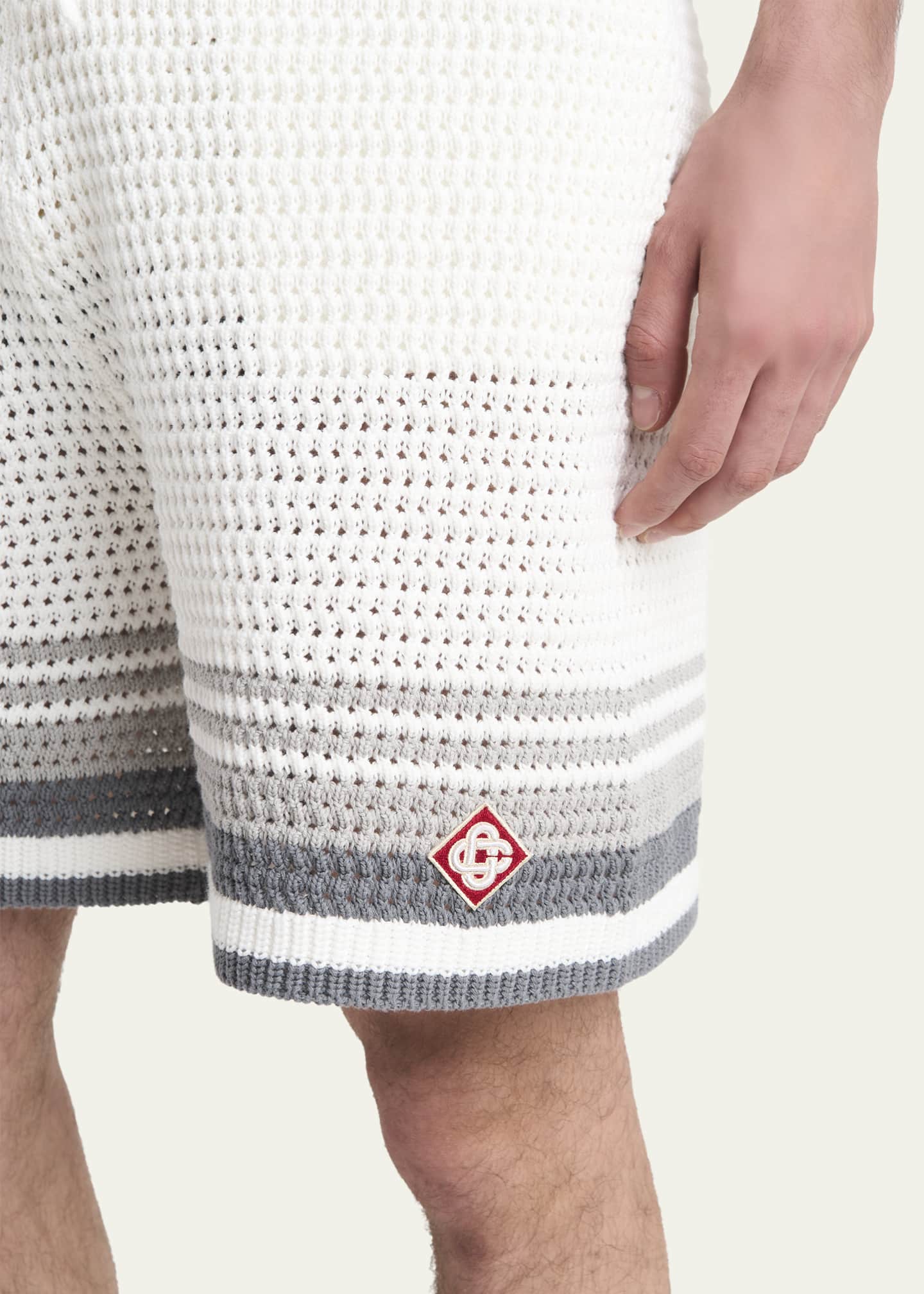 CASABLANCA Men's Drawstring Crochet Shorts - Bergdorf Goodman