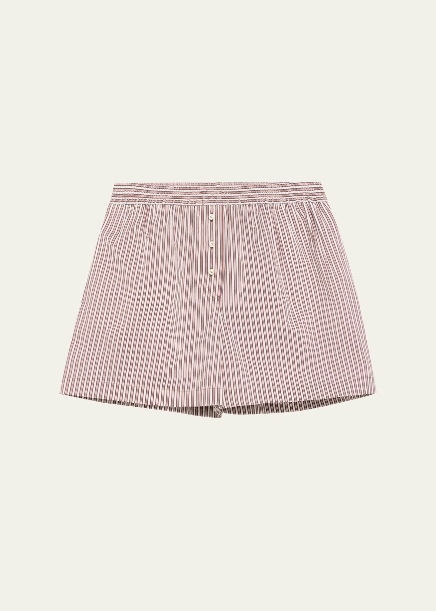Brunello Cucinelli Striped Crispy Cotton-Silk Pajama Shorts