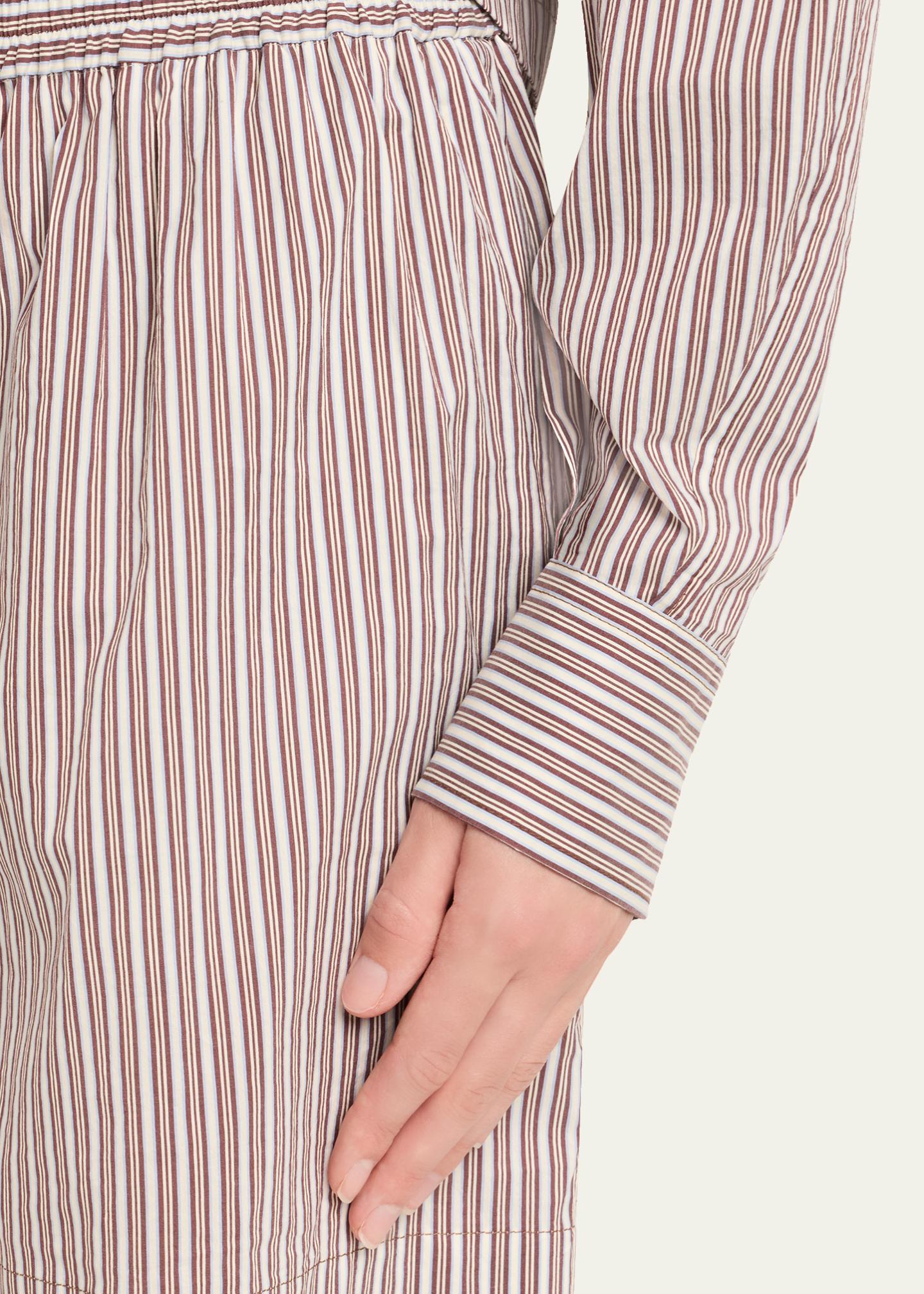 Brunello Cucinelli Striped Crispy Cotton-Silk Pajama Shorts