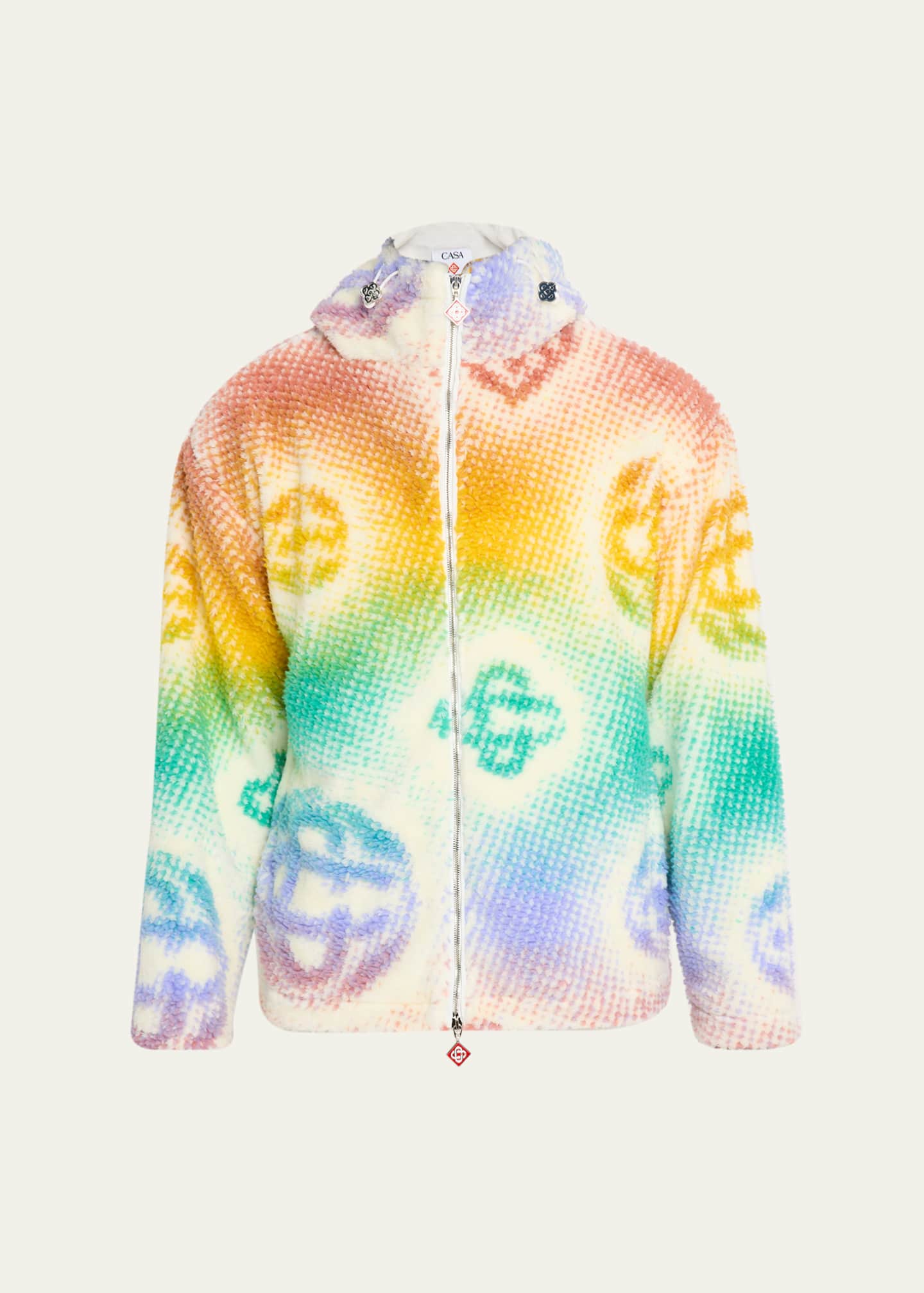 CASABLANCA Men's Halftone Logo Full-Zip Hoodie - Bergdorf Goodman