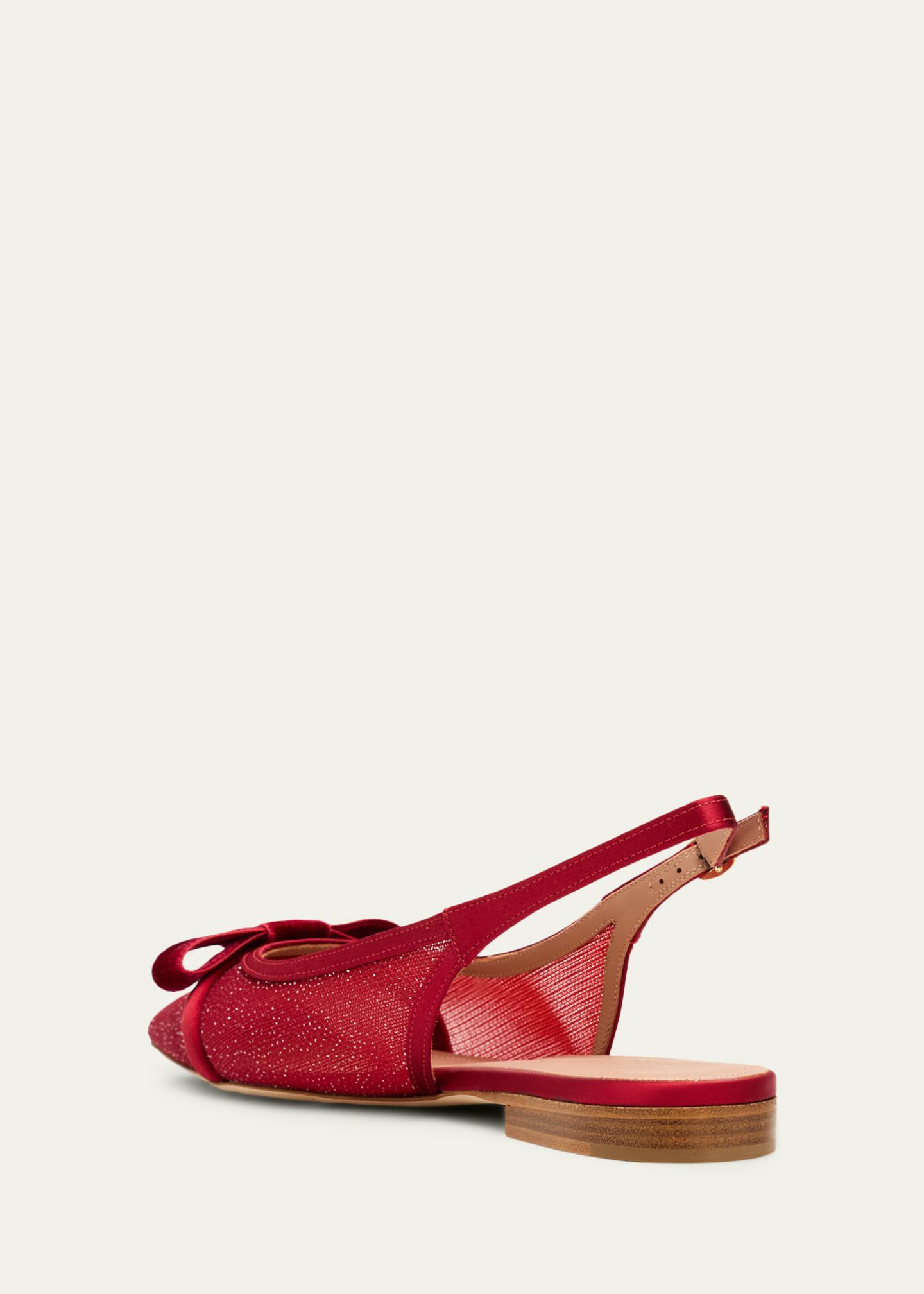 Malone Souliers Jama Glitter Mesh Slingback Flats - Bergdorf Goodman