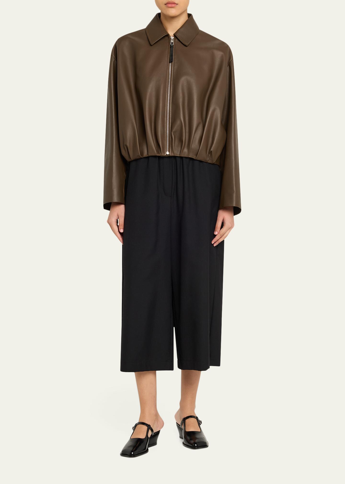 LOEWE Leather Draped Bomber Jacket - Bergdorf Goodman