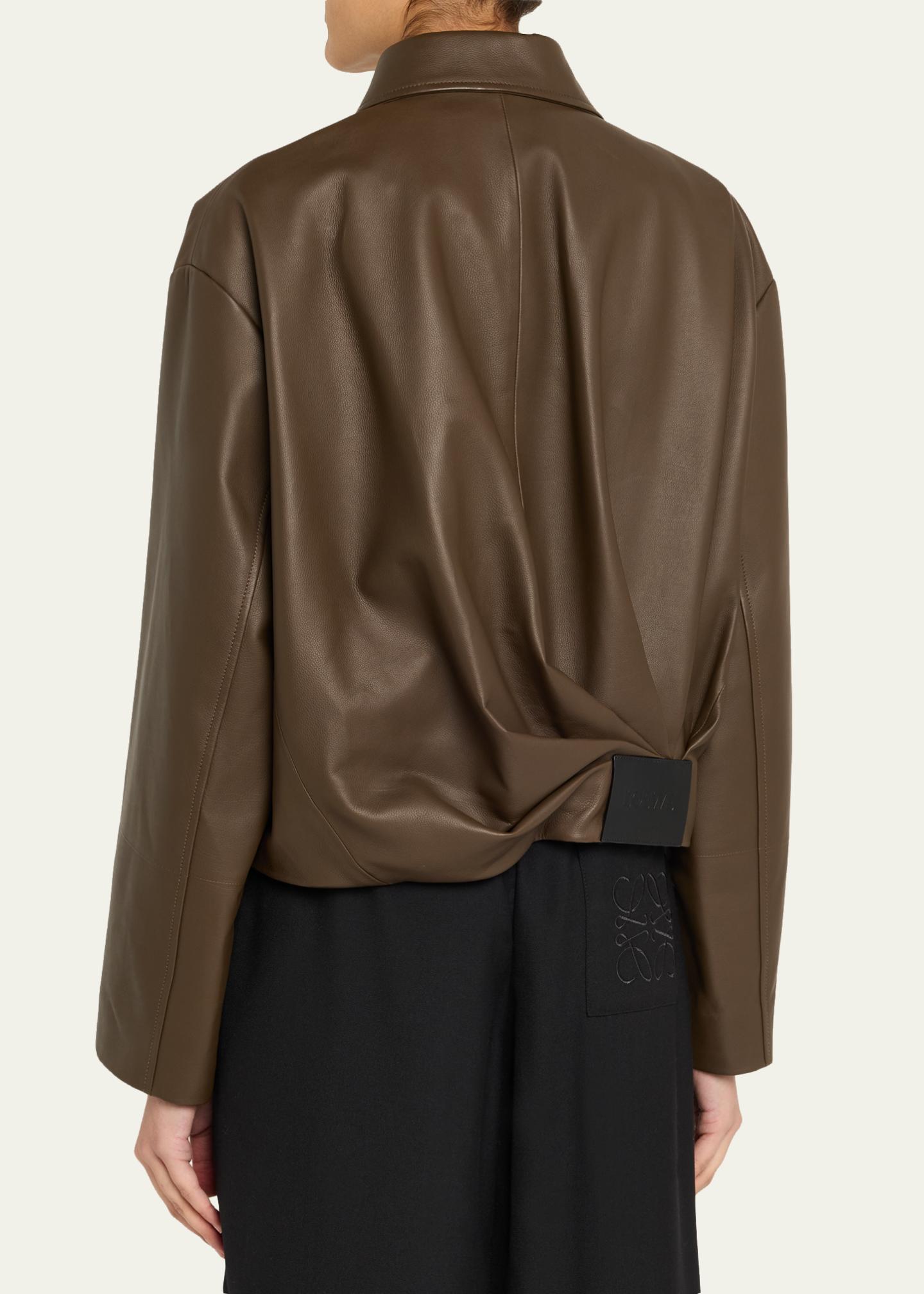 最終価格【LOEWE】art draped press coat LOEWE Leather Draped Bomber Jacket - Bergdorf Goodman
