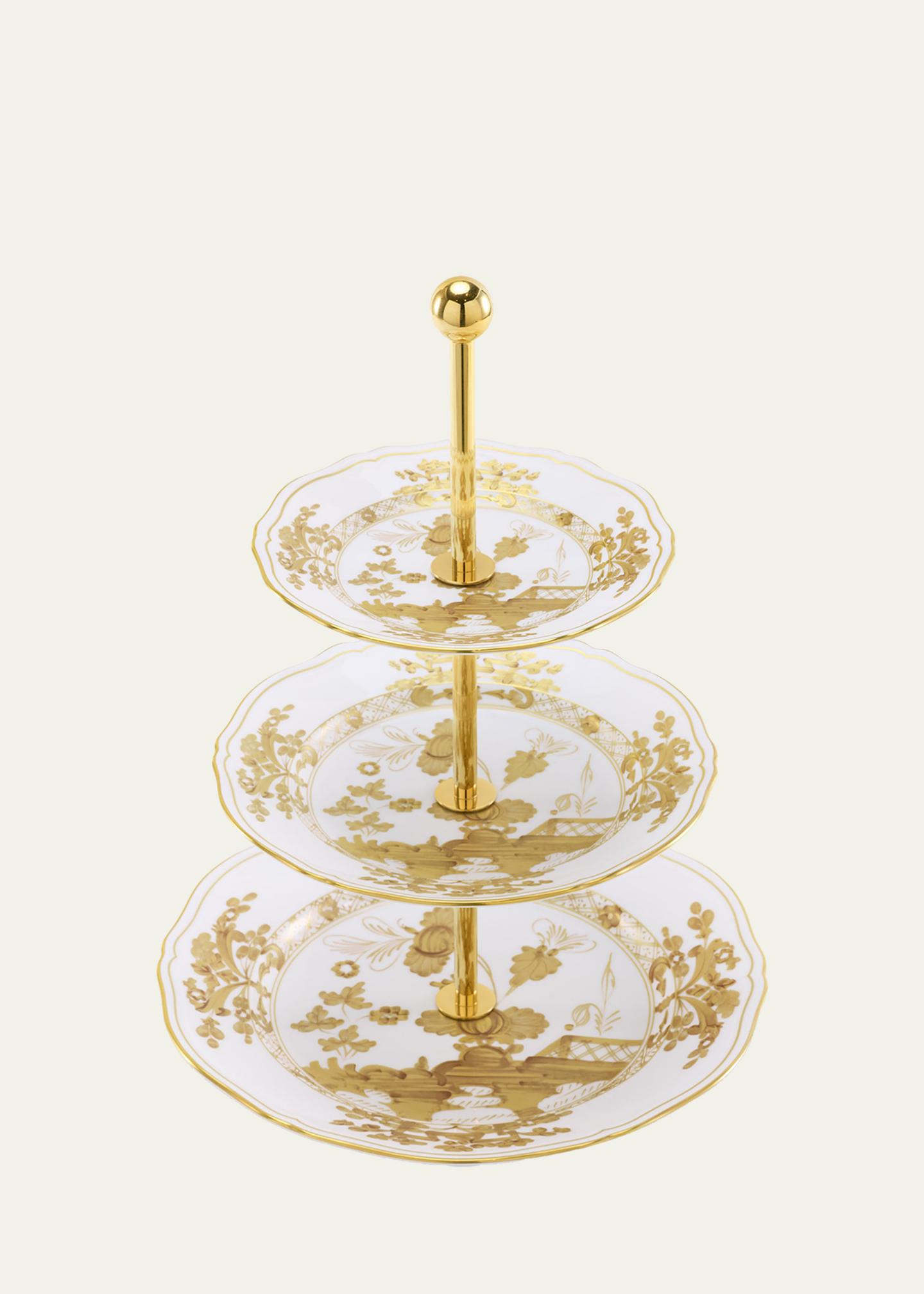 Ginori 1735 Oriente Italiano Aurum 3-Tier Stand - Bergdorf Goodman