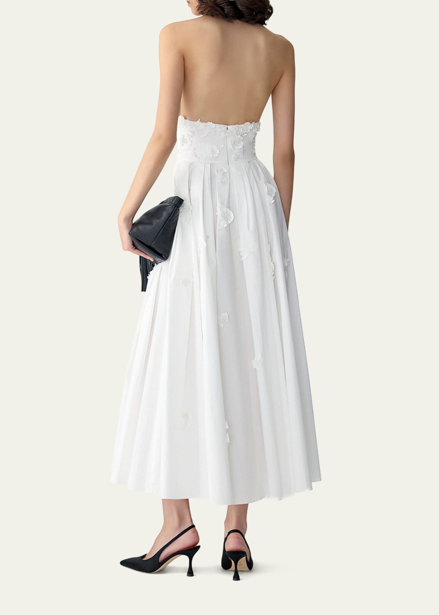 Carolina Herrera Women's Halter Neck 3D Floral Dress - White - Size 4