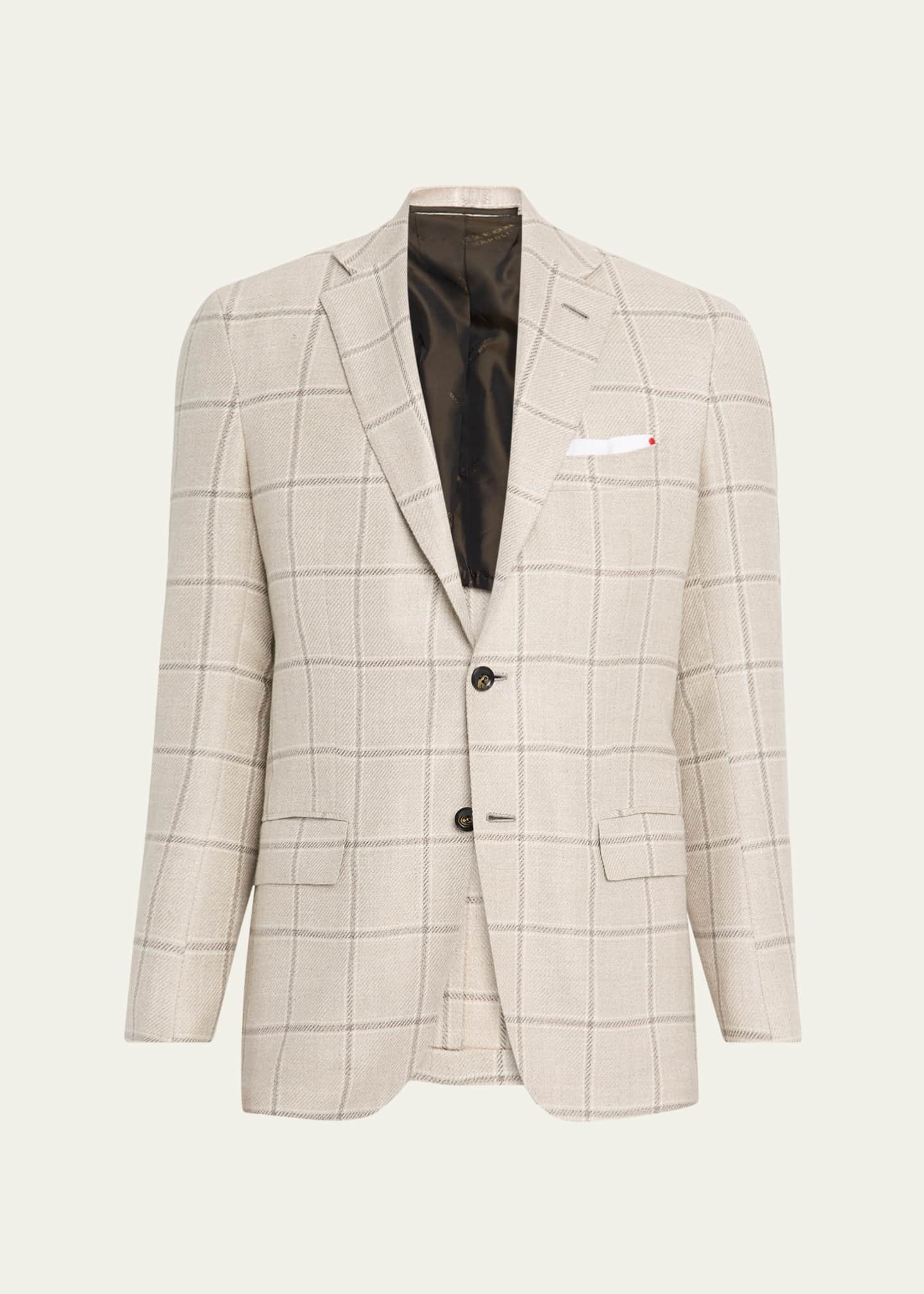 Kiton Men's Windowpane Sport Jacket - Bergdorf Goodman