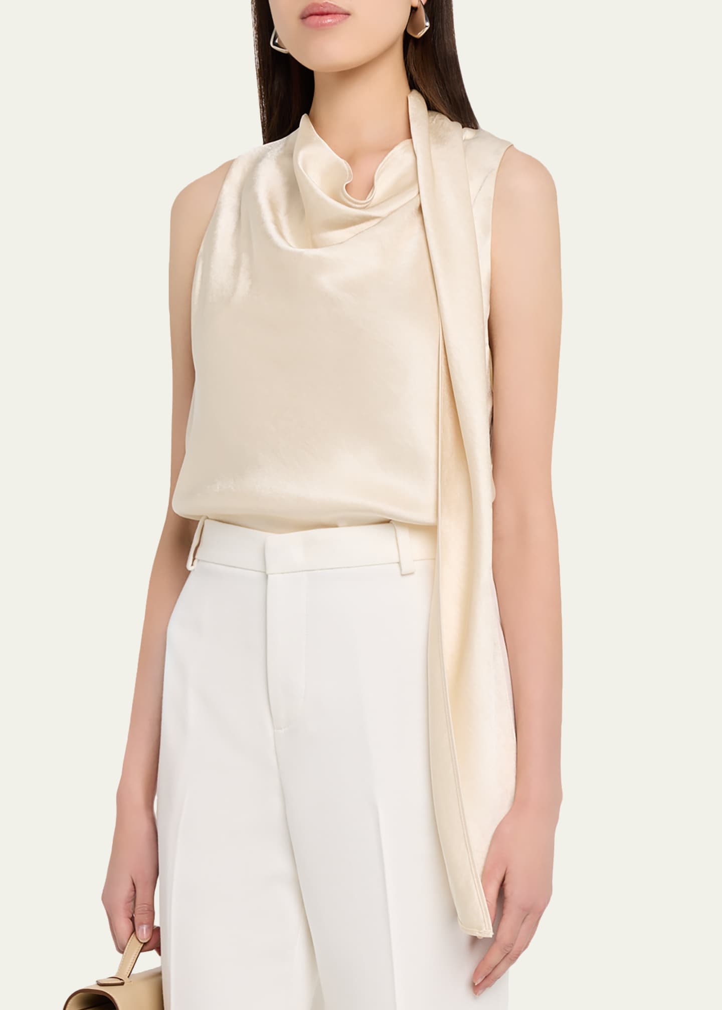 Vince Sleeveless Satin Scarf Top - Bergdorf Goodman