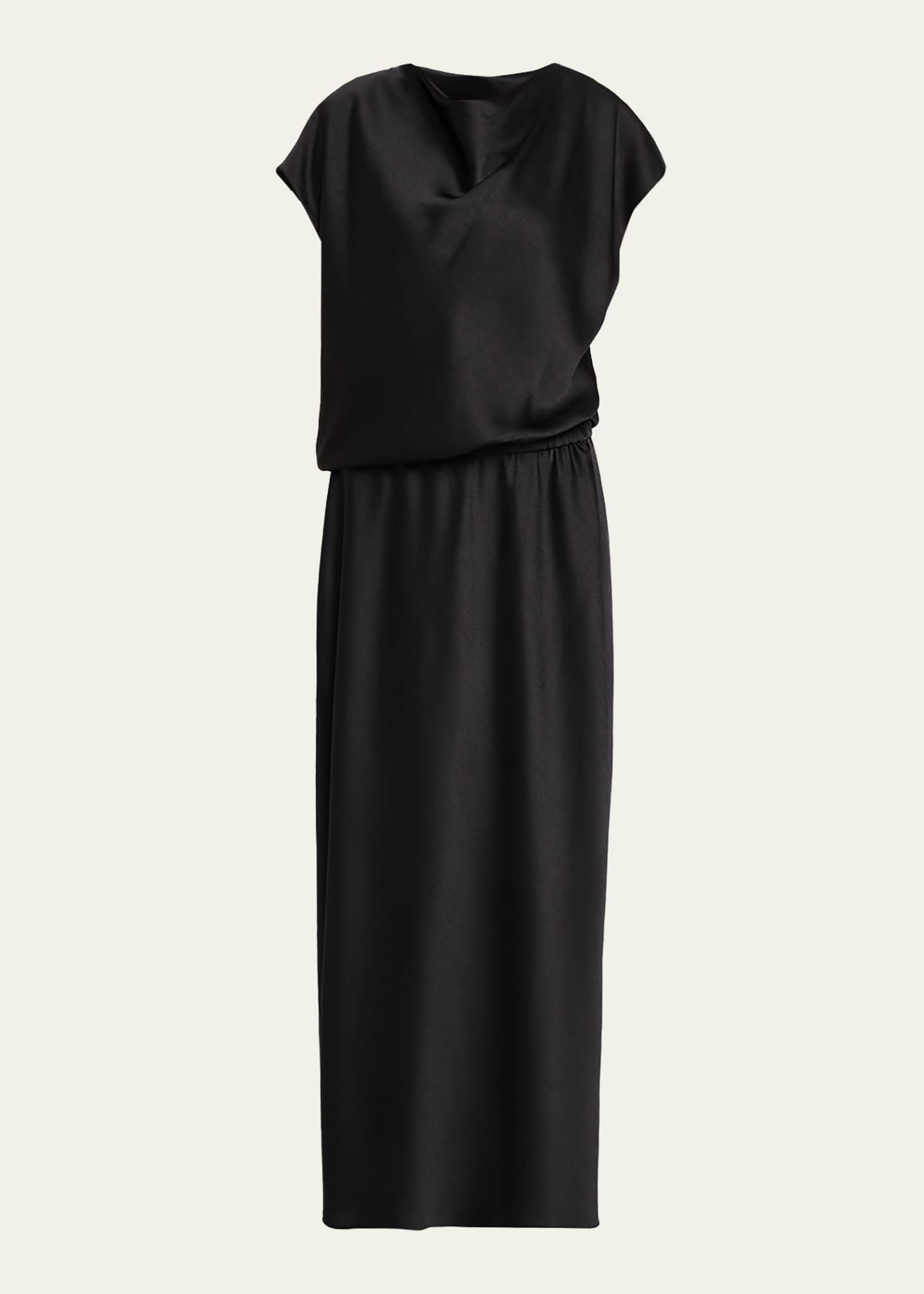vince black dress Women's Draped Satin Cowl-Neck Dress, Black, Size XS