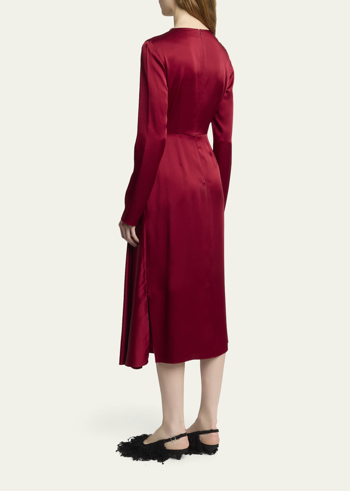 chinese dress ladies Pure Silk Midi Dresses Long Sleeve Button Down Silk Shirt Dress main image 0