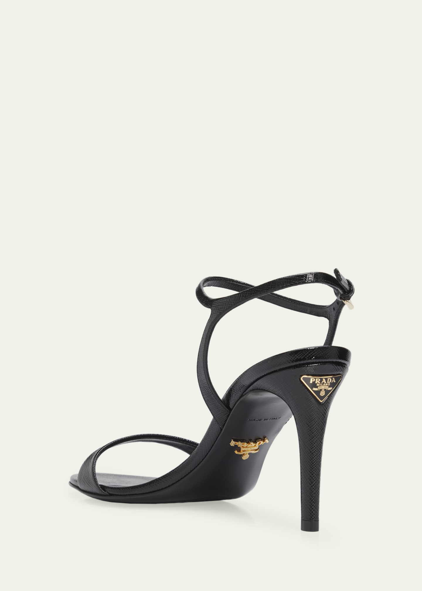 専用 Prada Black Leather Strap Heels Prada 85mm Saffiano Leather Ankle-Strap Sandals - Bergdorf Goodman