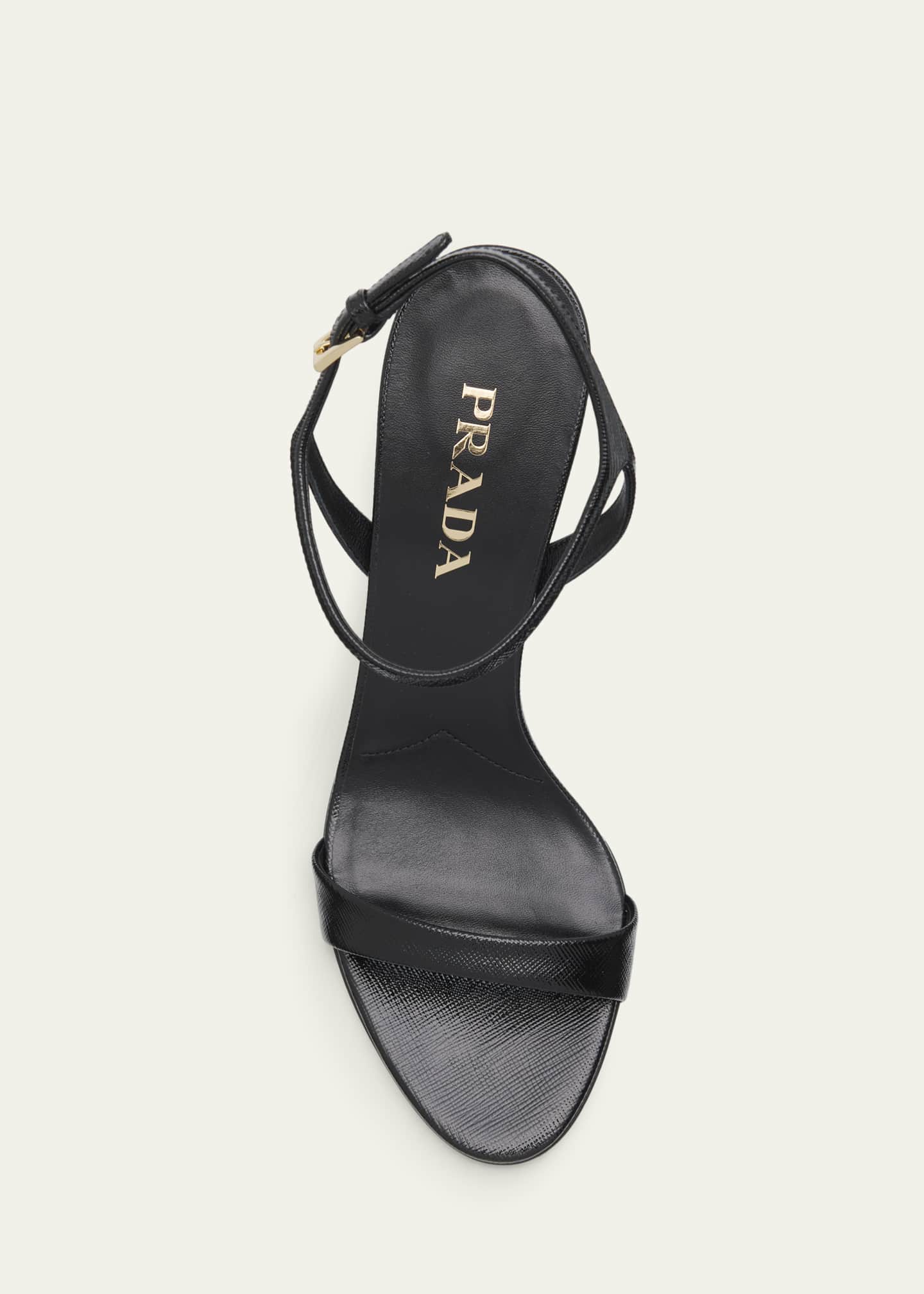 Prada 85mm Saffiano Leather Ankle-Strap Sandals - Bergdorf Goodman