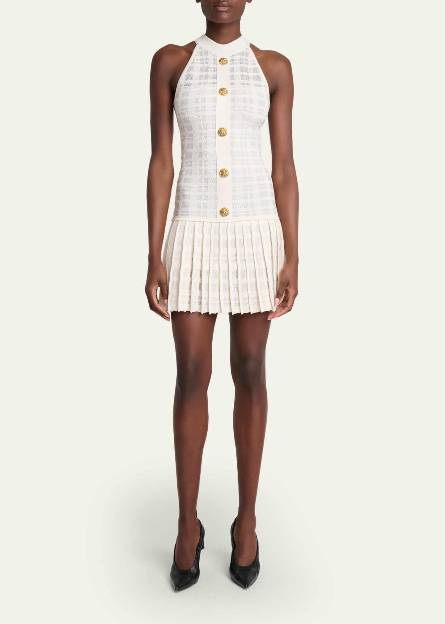 jacket-effect layered wool mini dress by balmain Balmain