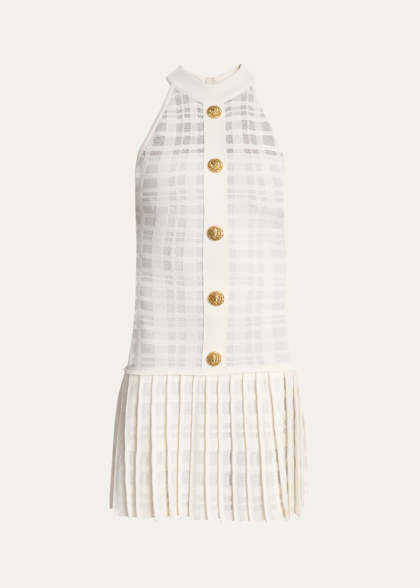 Balmain-Tartan Knit Dress Dresses White-Dresses