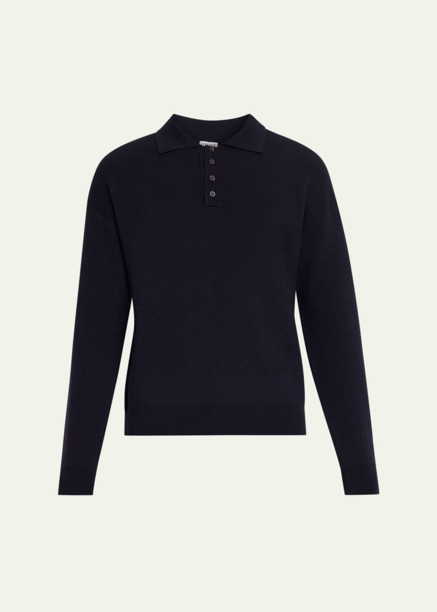 Loewe Men's Anagram Wool Polo Sweater - Bergdorf Goodman