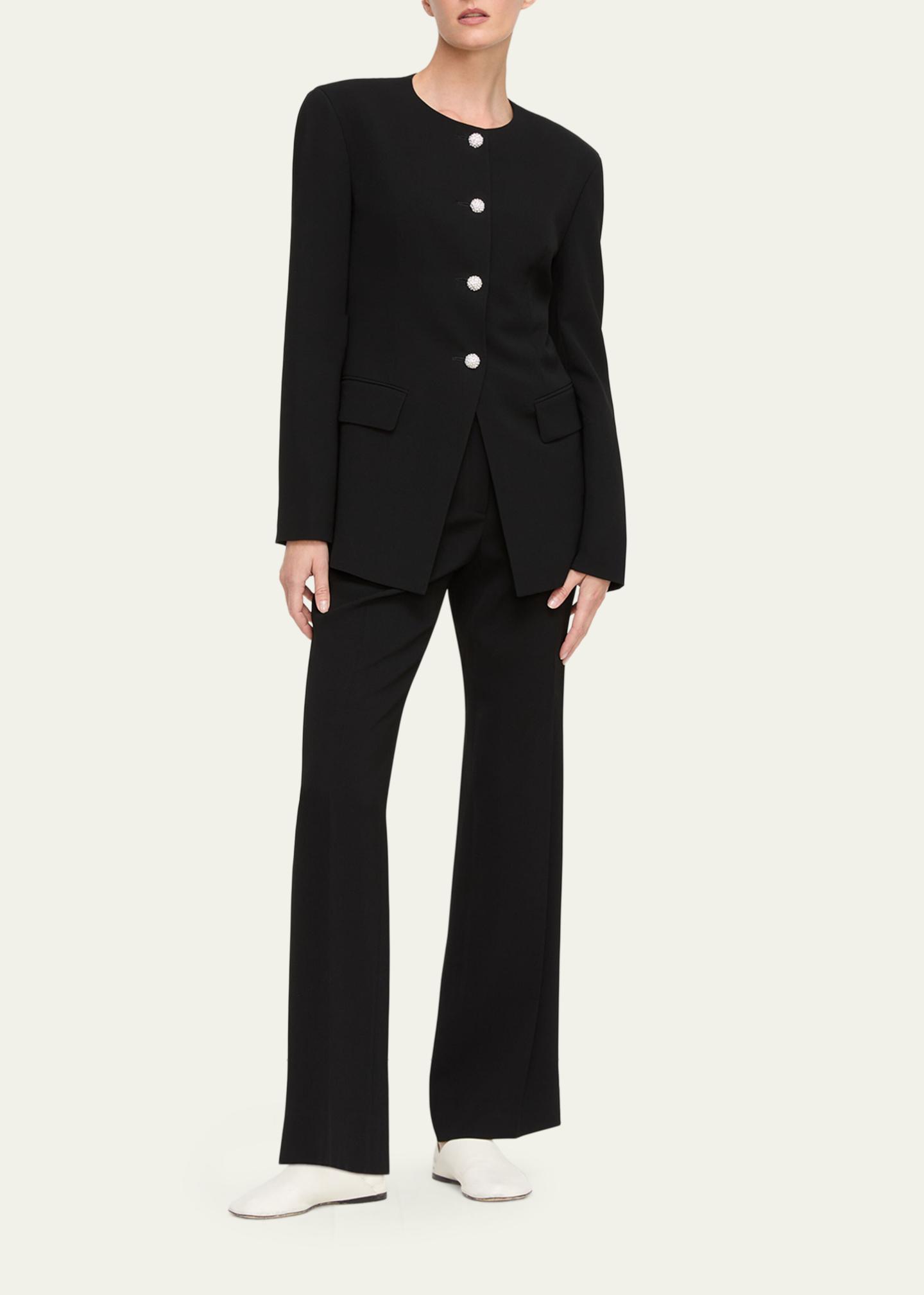 Lafayette 148 New York Rhinestone-Button Finesse Crepe Jacket