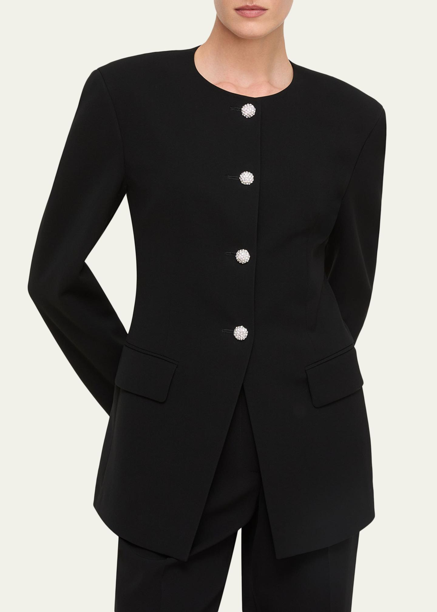 Lafayette 148 New York Rhinestone-Button Finesse Crepe Jacket