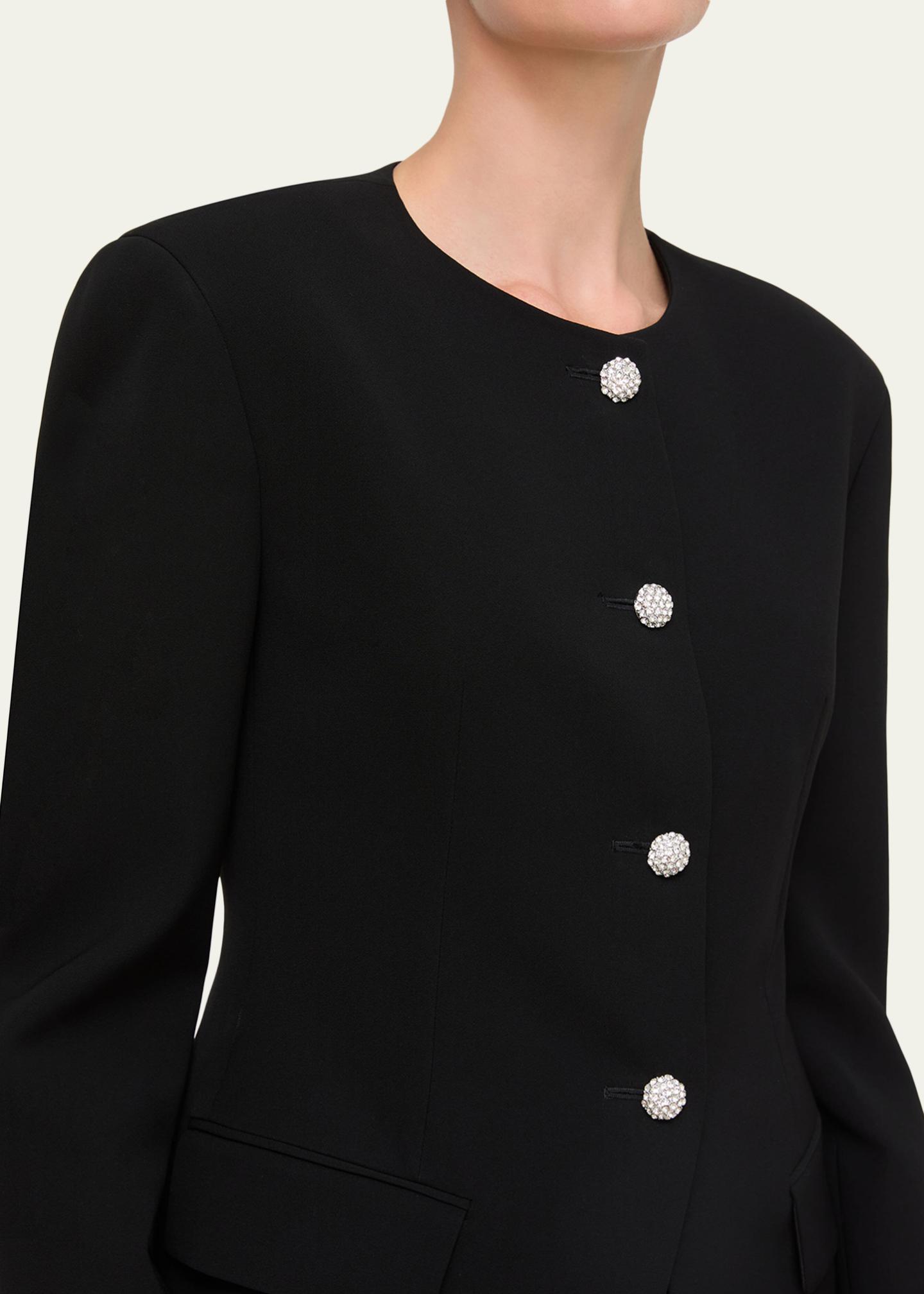 Lafayette 148 New York Rhinestone-Button Finesse Crepe Jacket