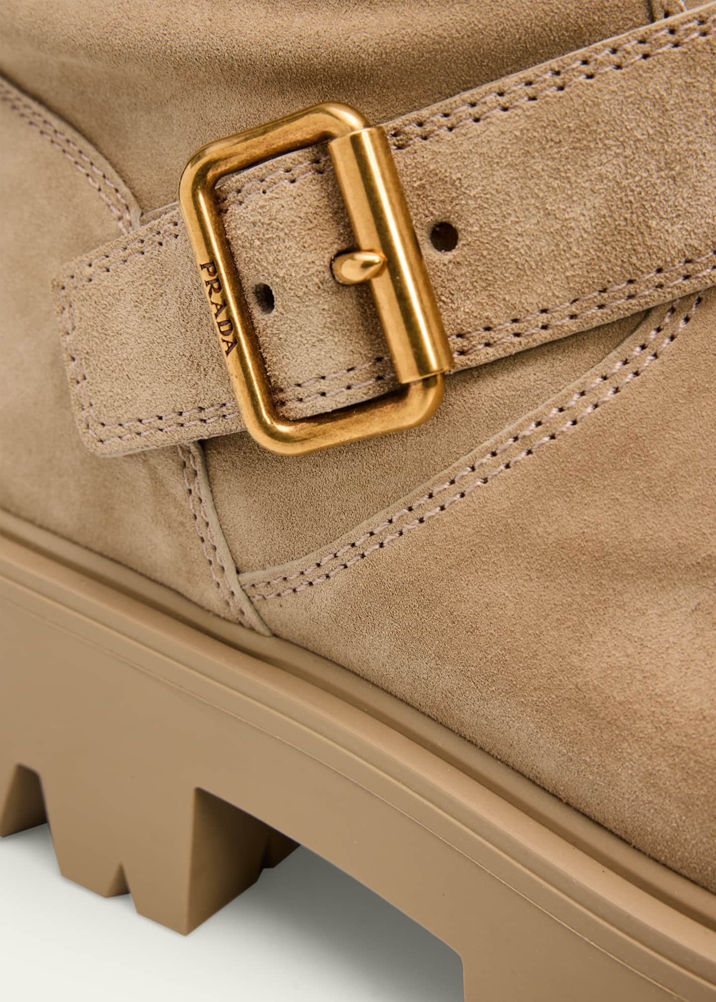 Prada Triangle Logo Suede Biker Boots - Bergdorf Goodman